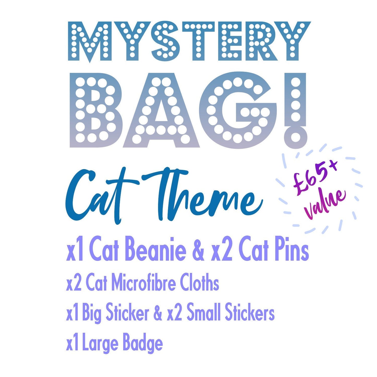 Cat Theme MYSTERY BAG - Beanie Pins & Stickers