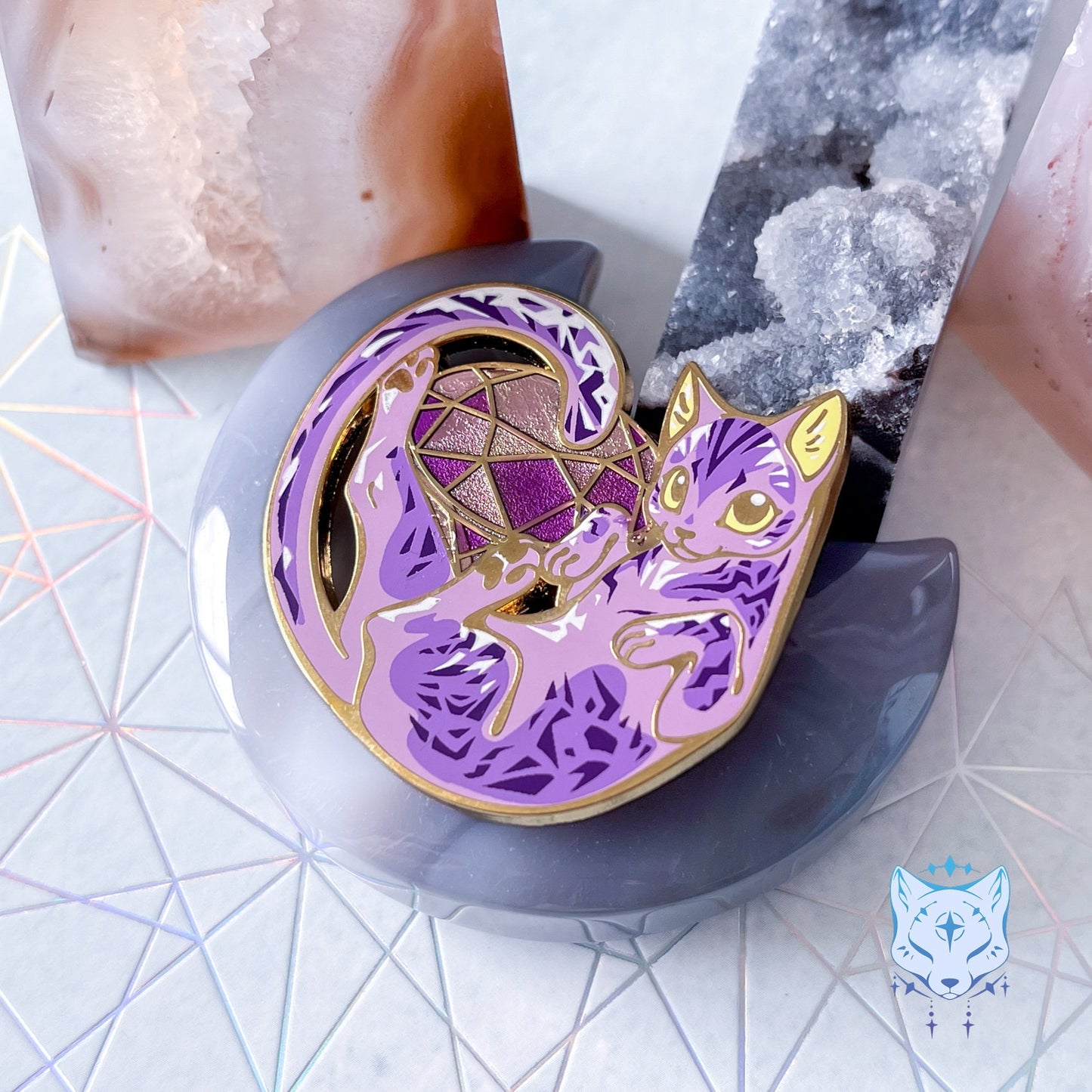 Gems in our Flowers | Amethyst Cat - February Birthstone Pin