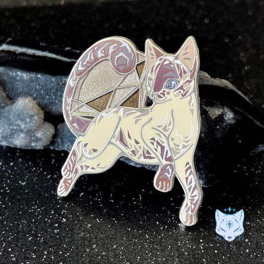 April Birthstone Pin - Diamond Cat Pin