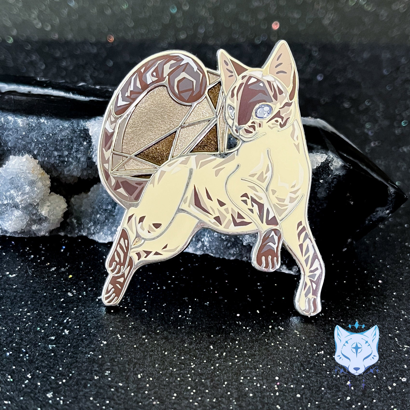 April Birthstone Pin - Diamond Cat Pin