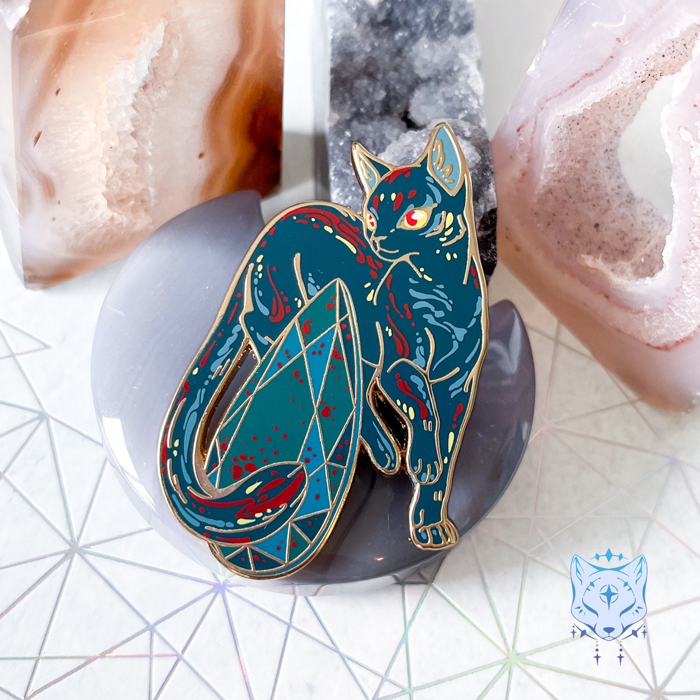 March Birthstone Pin - Bloodstone Cat Pin