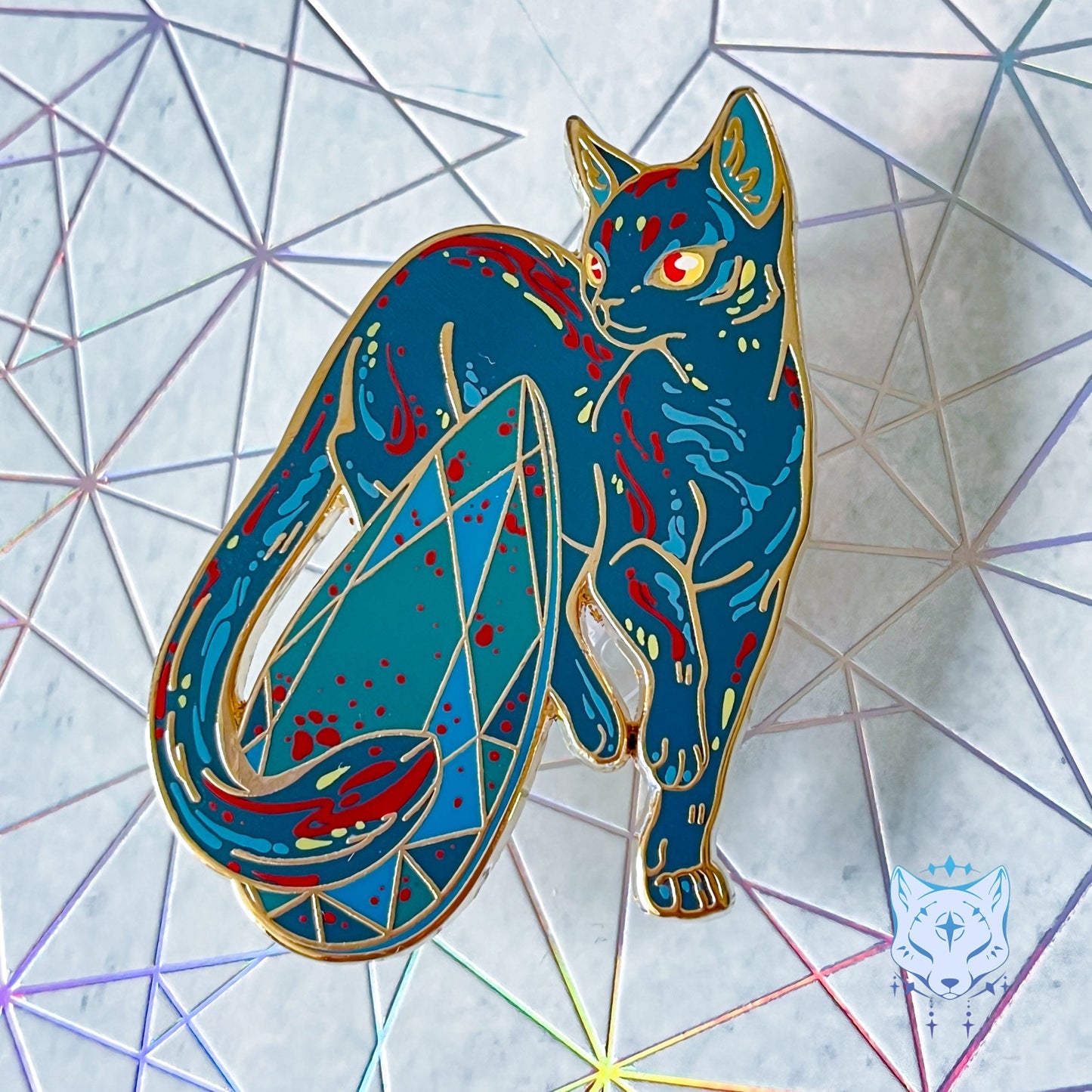 March Birthstone Pin - Bloodstone Cat Pin