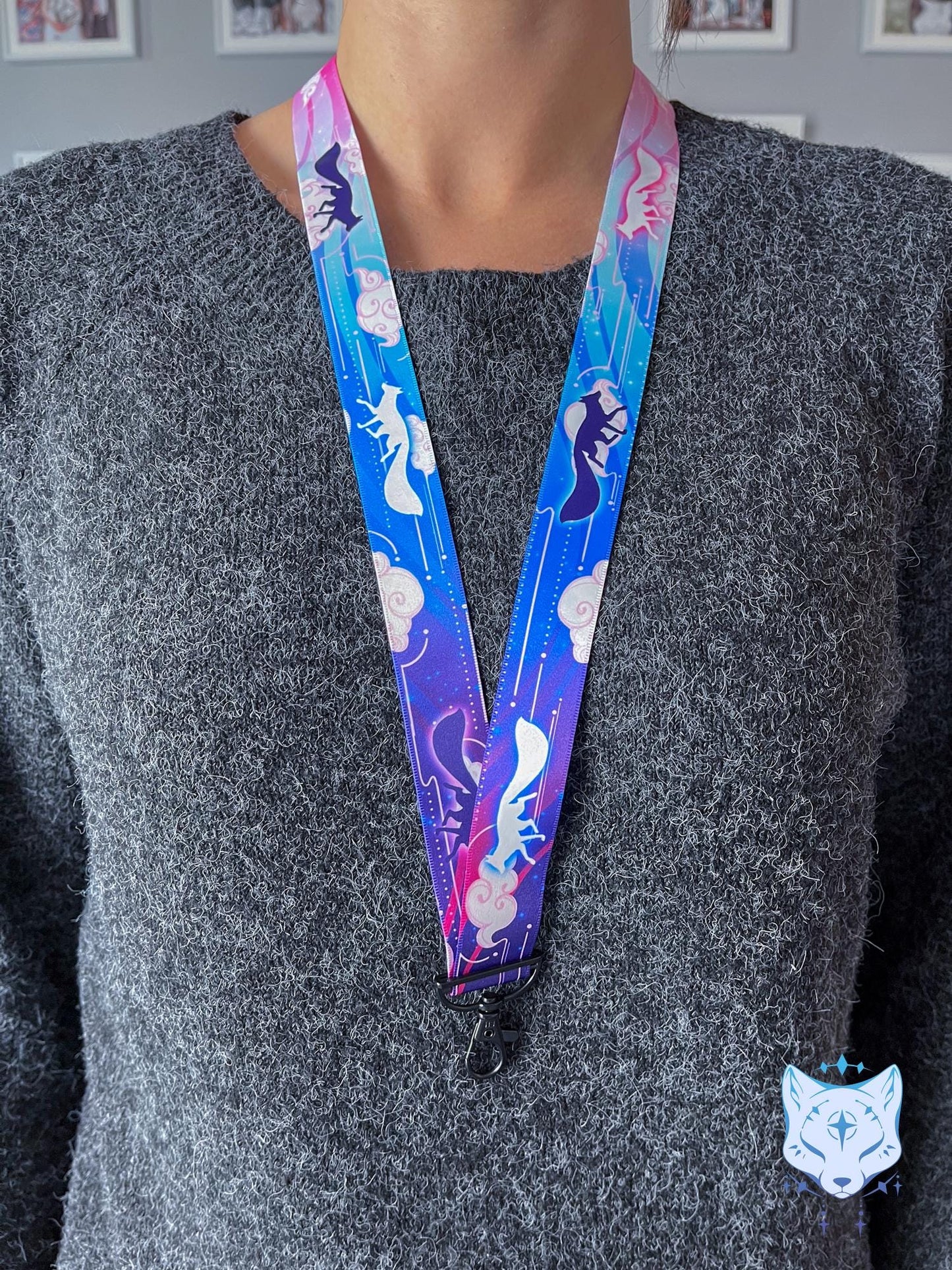 Cloud Foxes | Lanyard made from eco recycled plastic | 90cm x 2.5cm | breakaway clasp | 2 designs