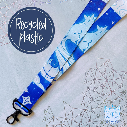 Celestial Fox | Lanyard made from eco recycled plastic | breakaway clasp |