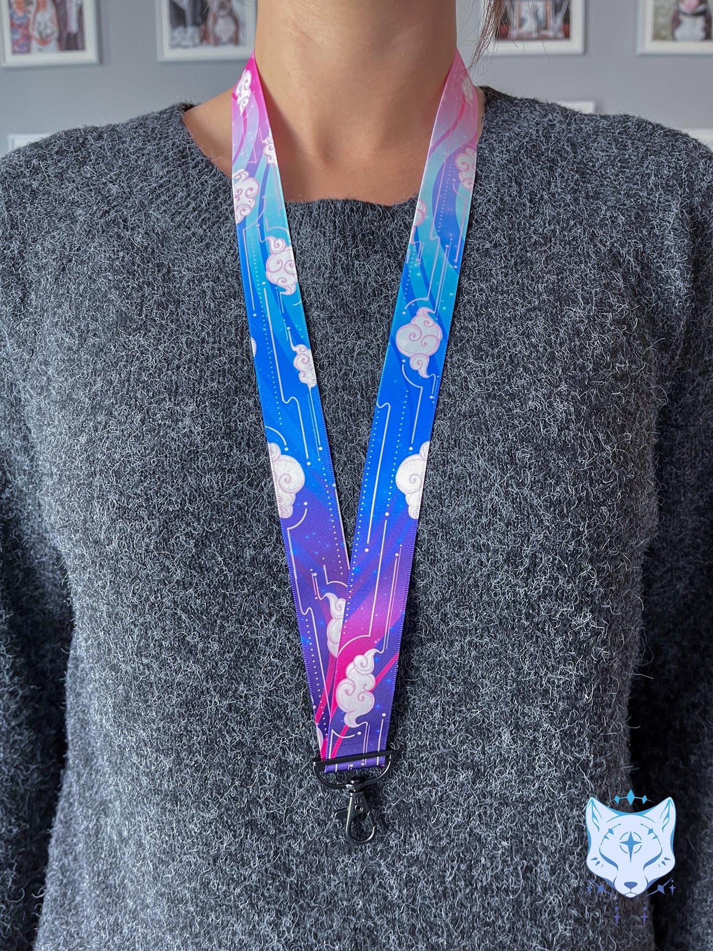 Cloud Foxes | Lanyard made from eco recycled plastic | 90cm x 2.5cm | breakaway clasp | 2 designs