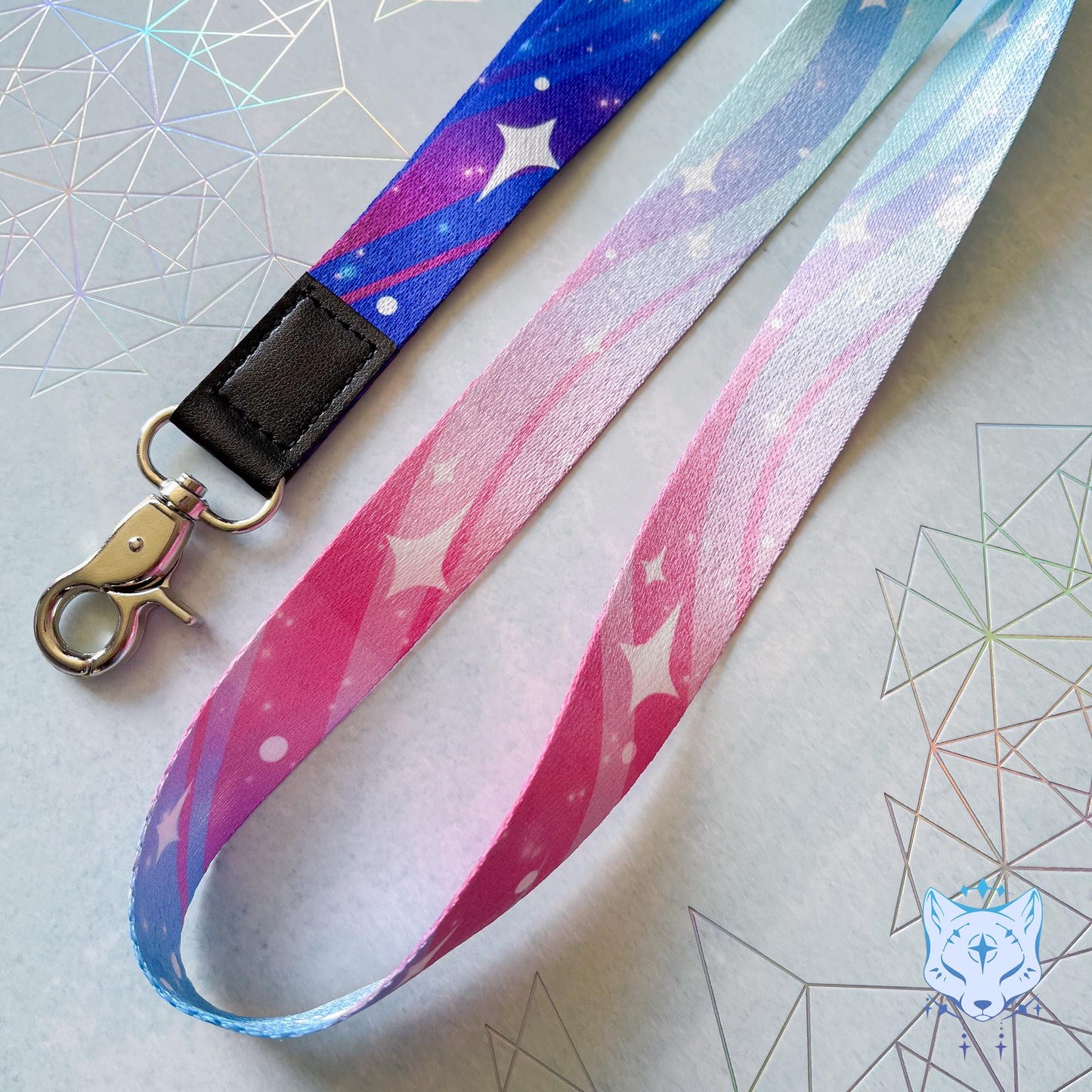 Stars or Starry Foxes | Lanyard made from eco recycled plastic | 90cm x 2cm | 2 designs