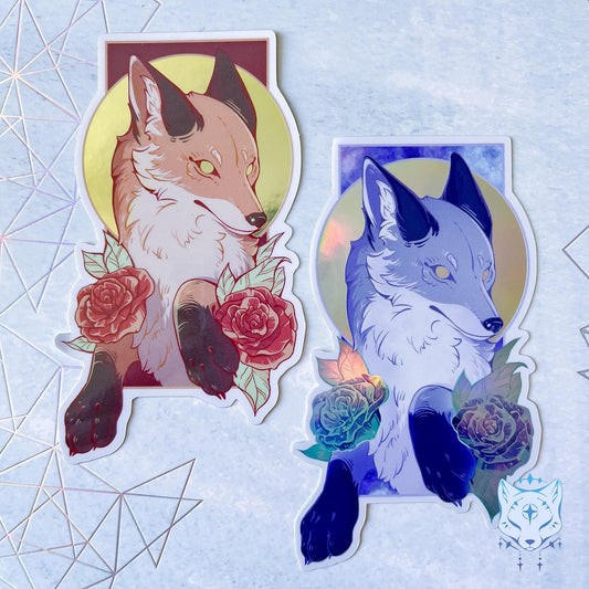 Fox Holographic Stickers | 10cm tall