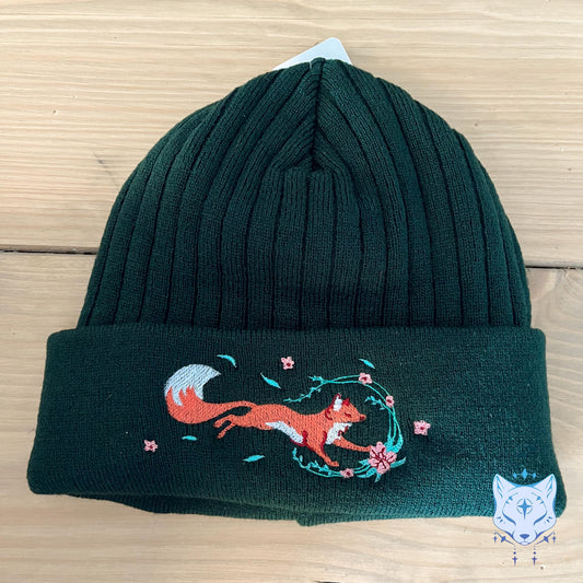 Spring Fox Beanie - Bottle Green Fleece lined beanie