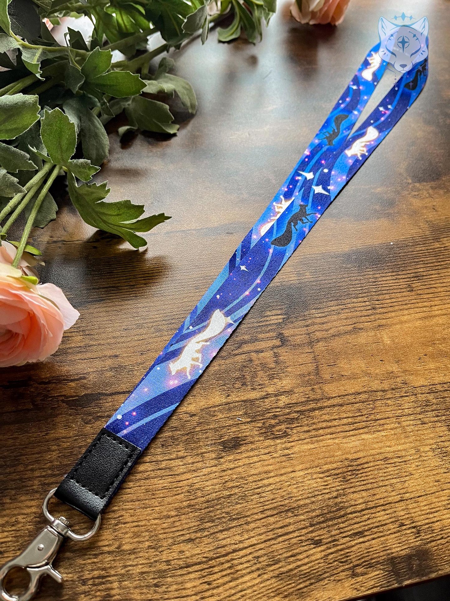 Dark Celestial Fox Recycled Plastic Lanyard