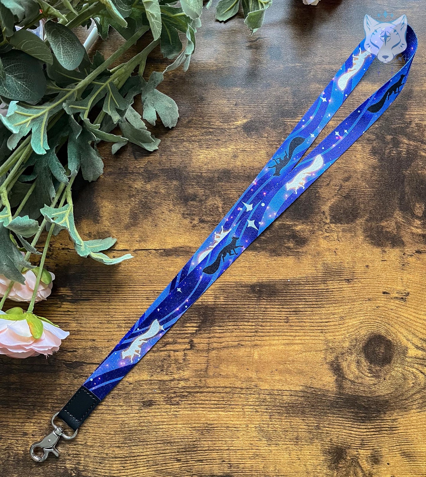 Dark Celestial Fox Recycled Plastic Lanyard