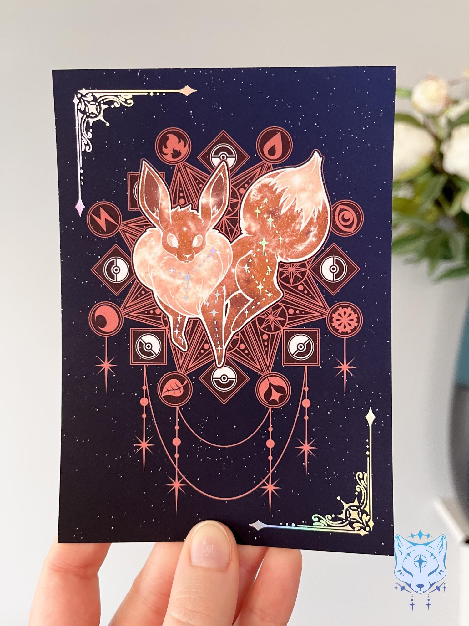 Celestial Eeveelutions - Deluxe Holographic Foiled Postcards