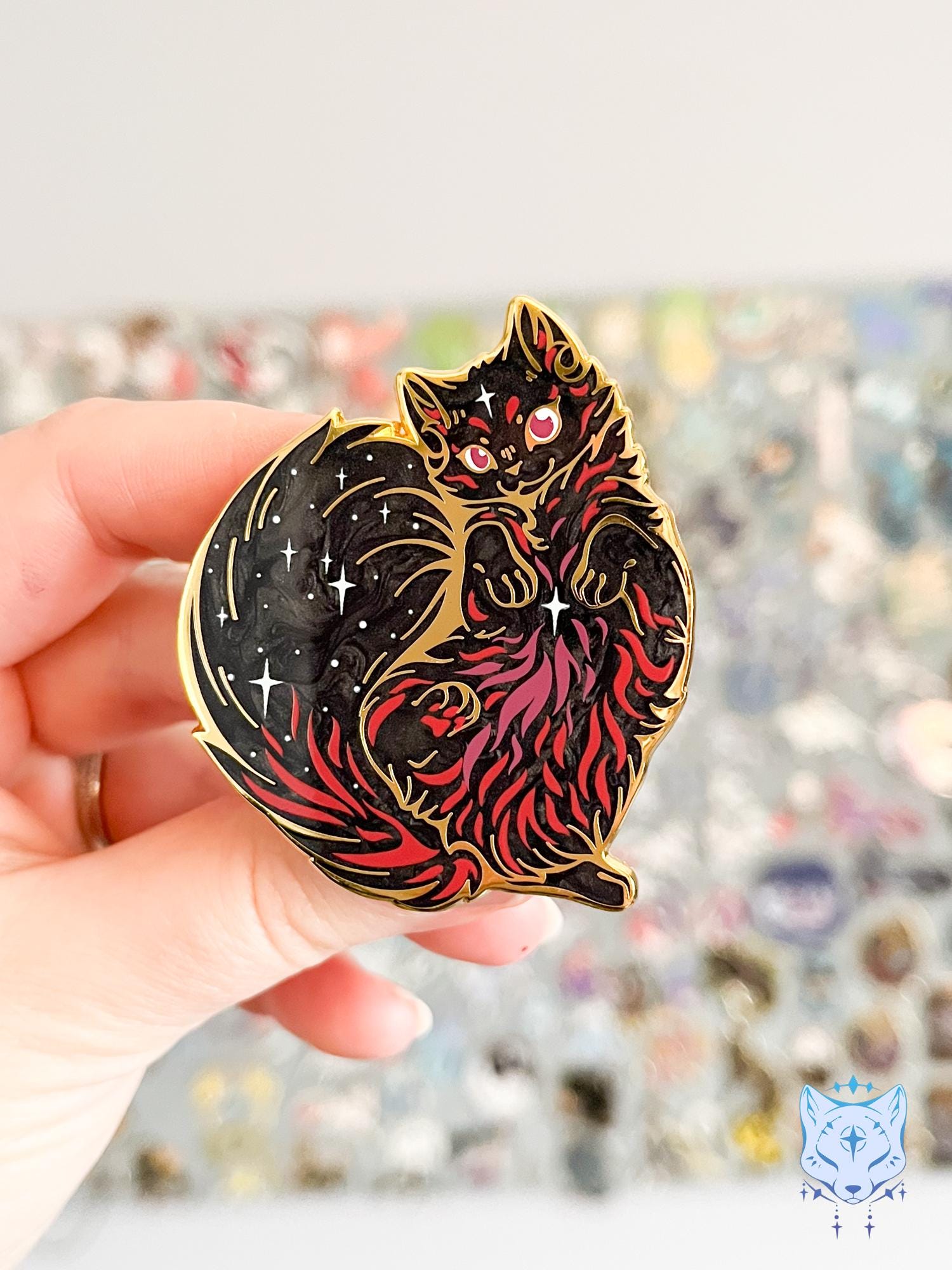Soul Nebula Cat Enamel Pin: Pearlescent Purple Space Kitty