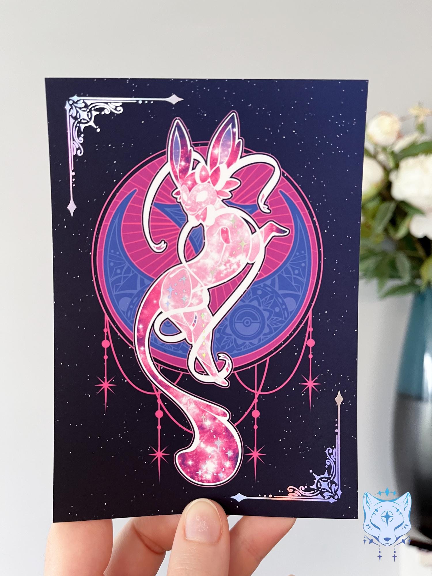 Celestial Eeveelutions - Deluxe Holographic Foiled Postcards