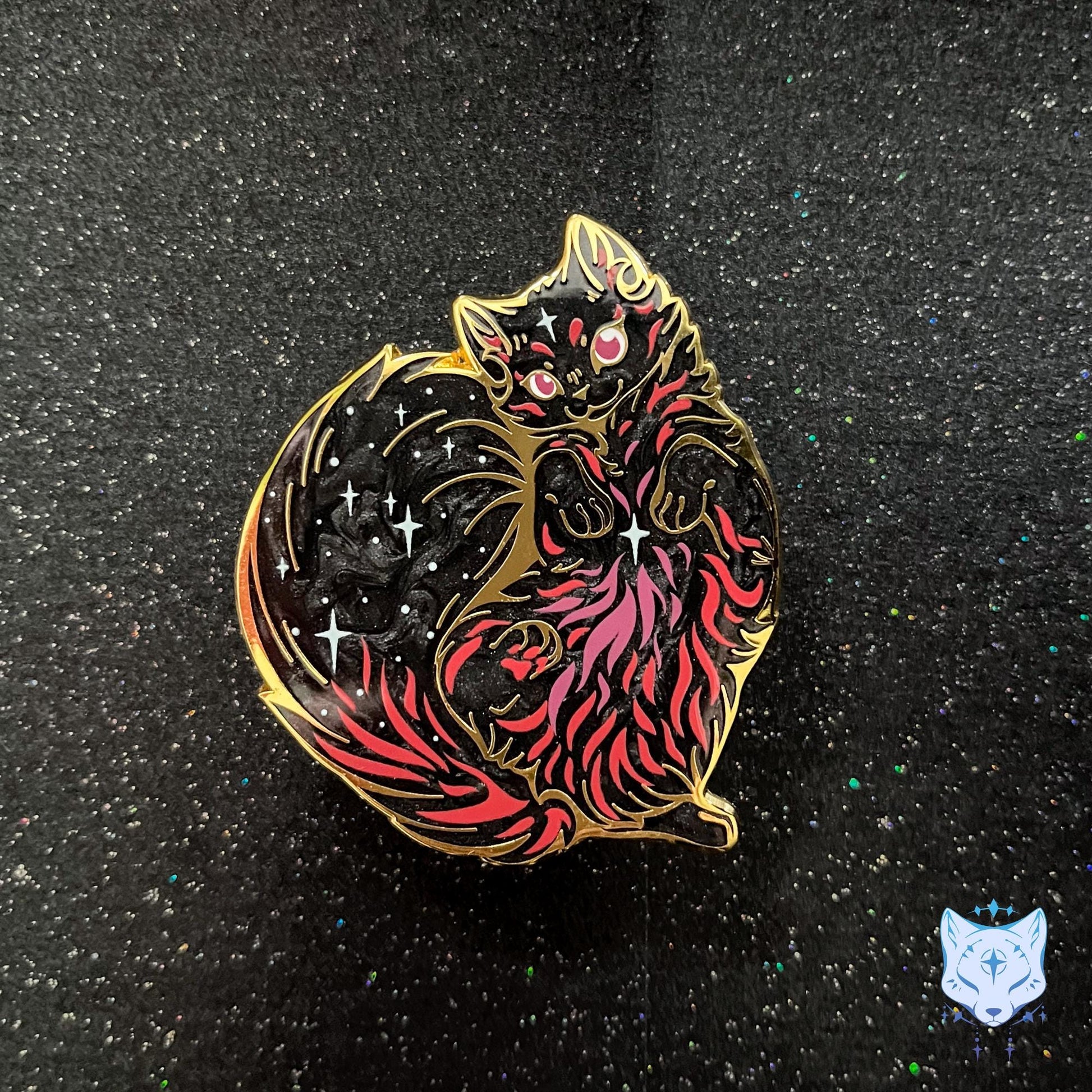 Soul Nebula Cat Enamel Pin: Pearlescent Purple Space Kitty