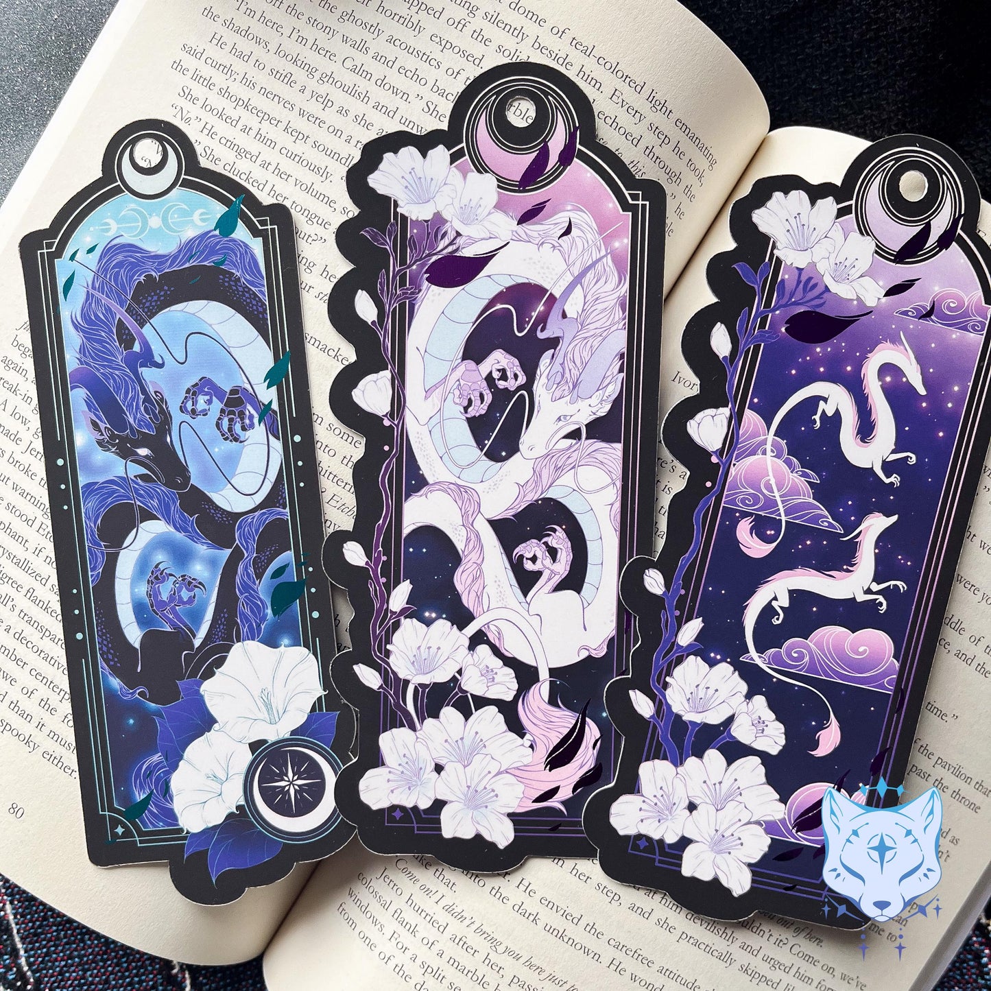 Asian Dragon Bookmark with teal foil detail