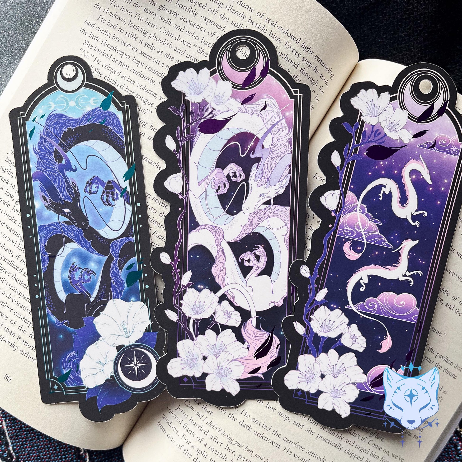 Asian Dragon Bookmark with teal foil detail