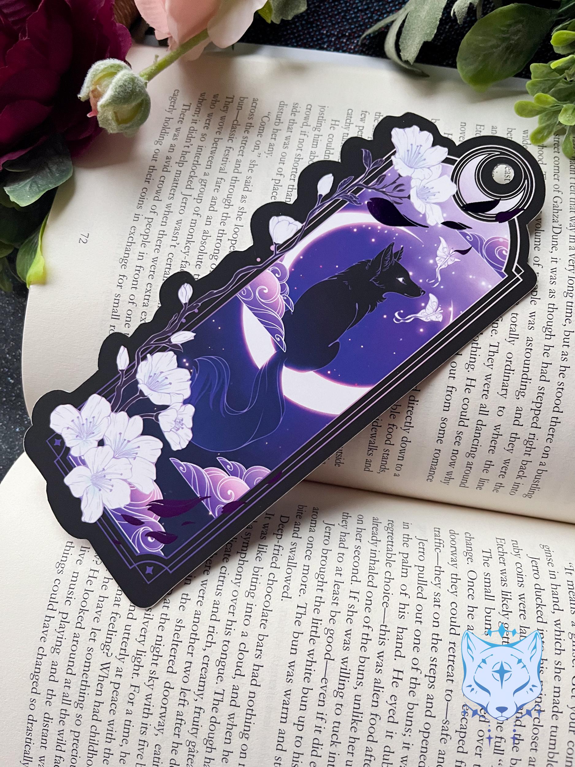 Purple and Black Fox Bookmark with foil detail