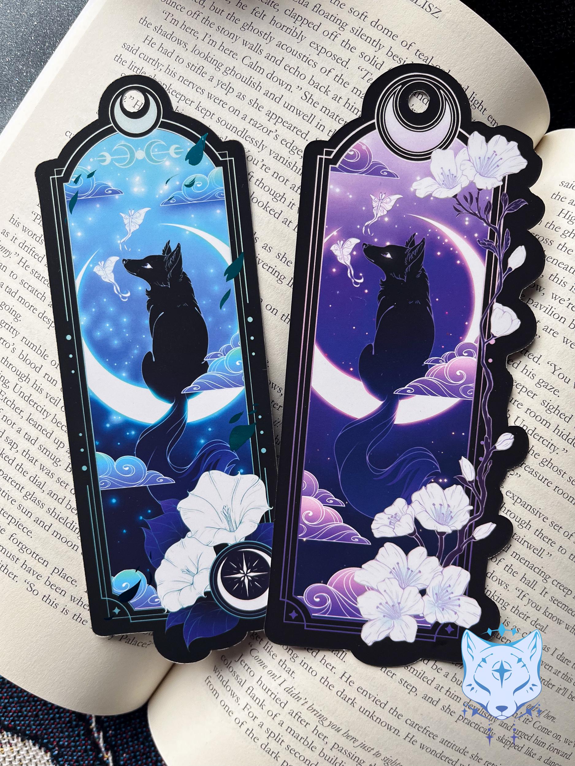 Purple and Black Fox Bookmark with foil detail