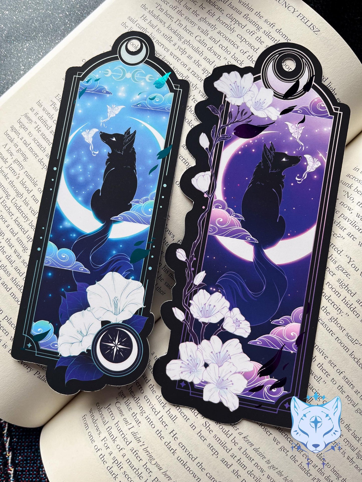Purple and Black Fox Bookmark with foil detail
