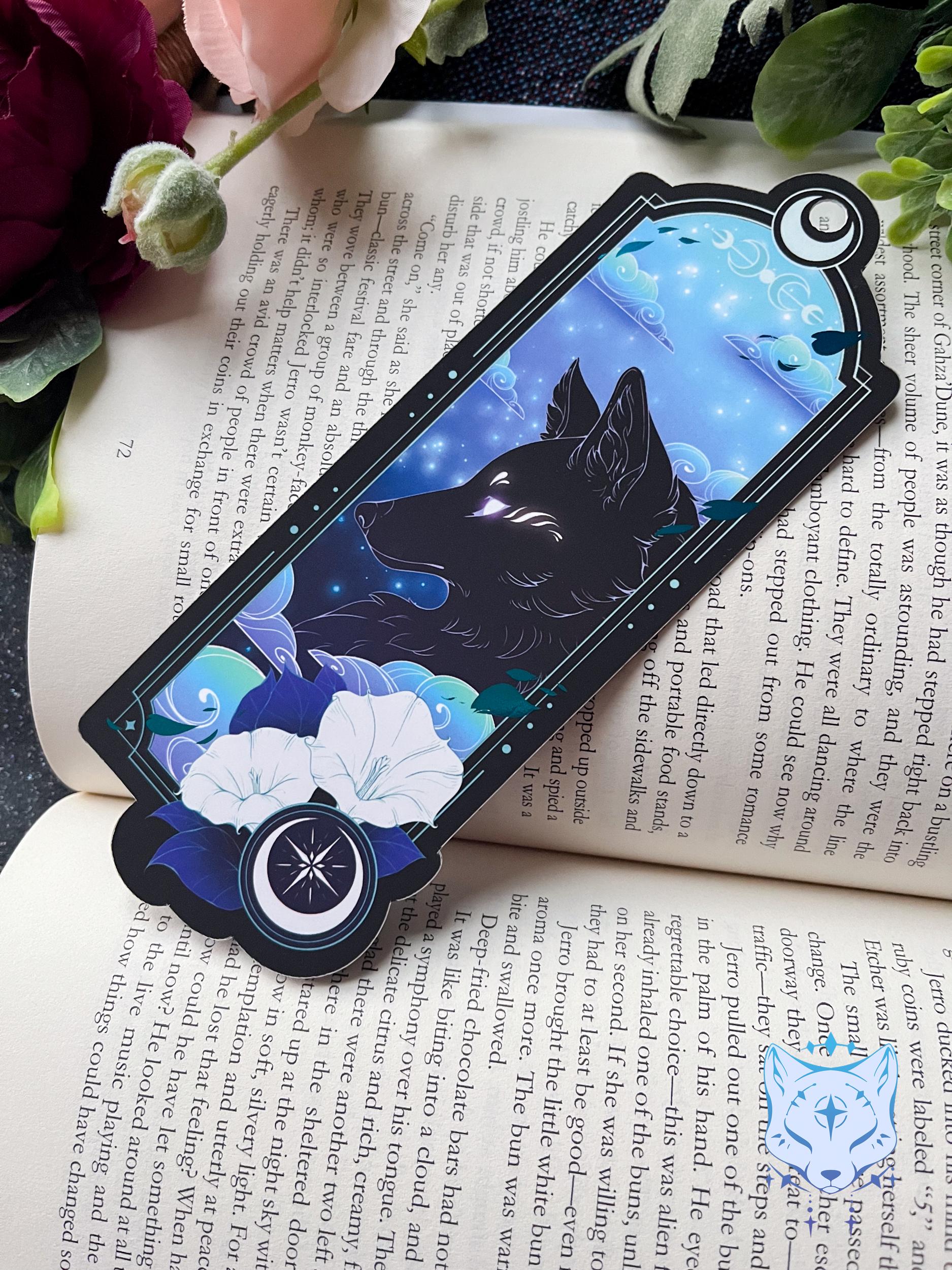 Black Fox Bookmark with teal foil detail