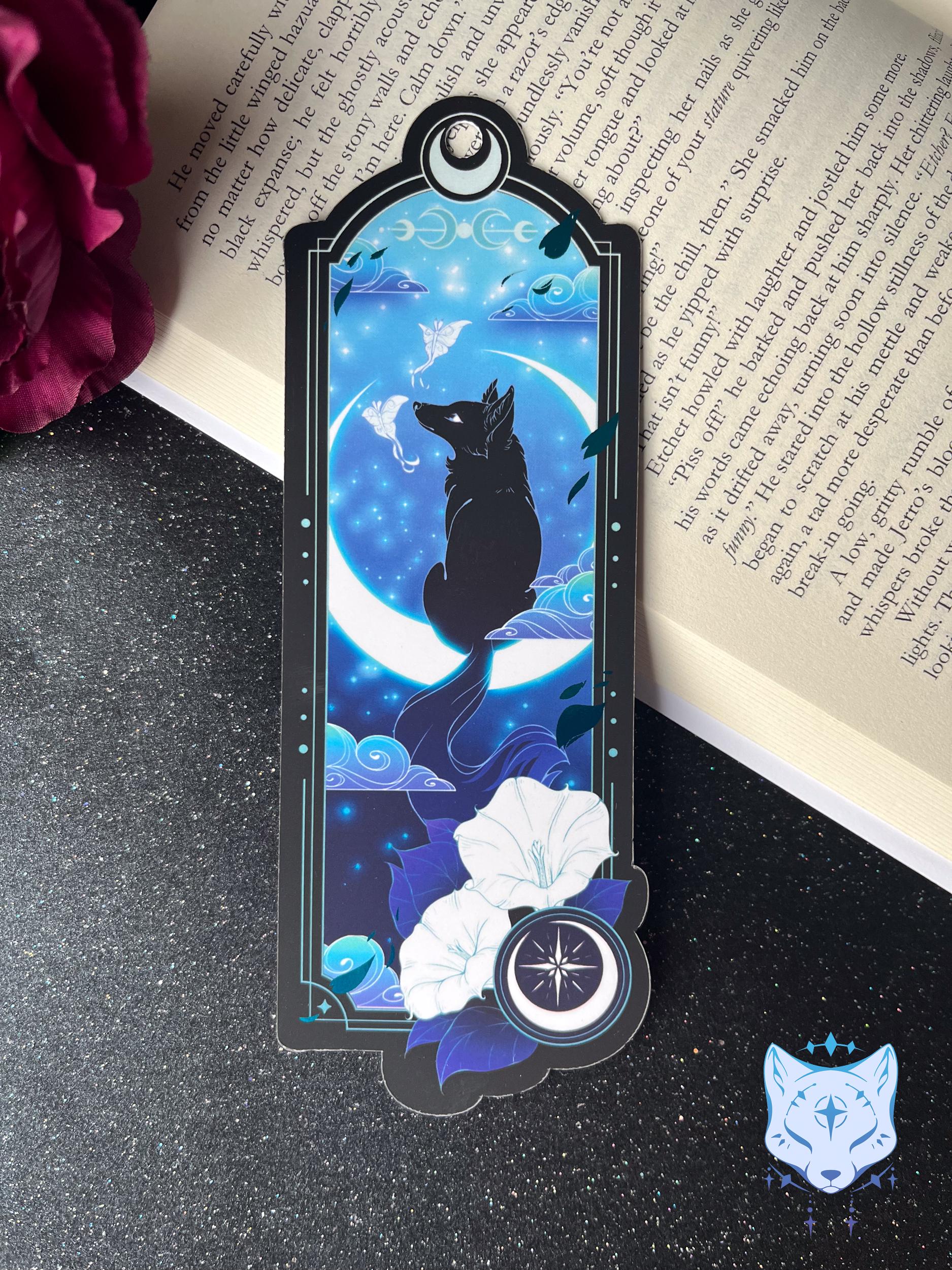 Black Fox Bookmark with teal foil detail