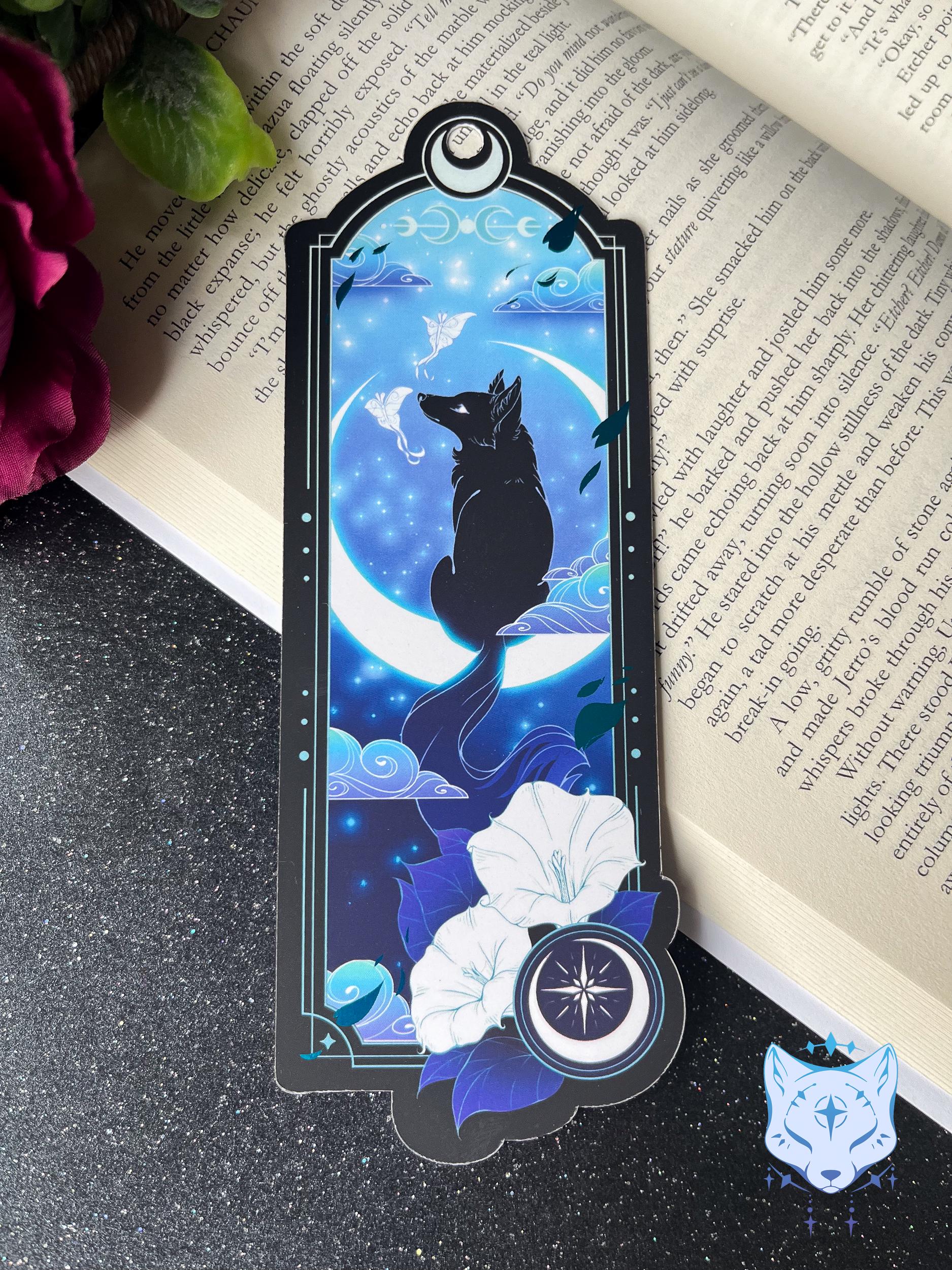 Black Fox Bookmark with teal foil detail