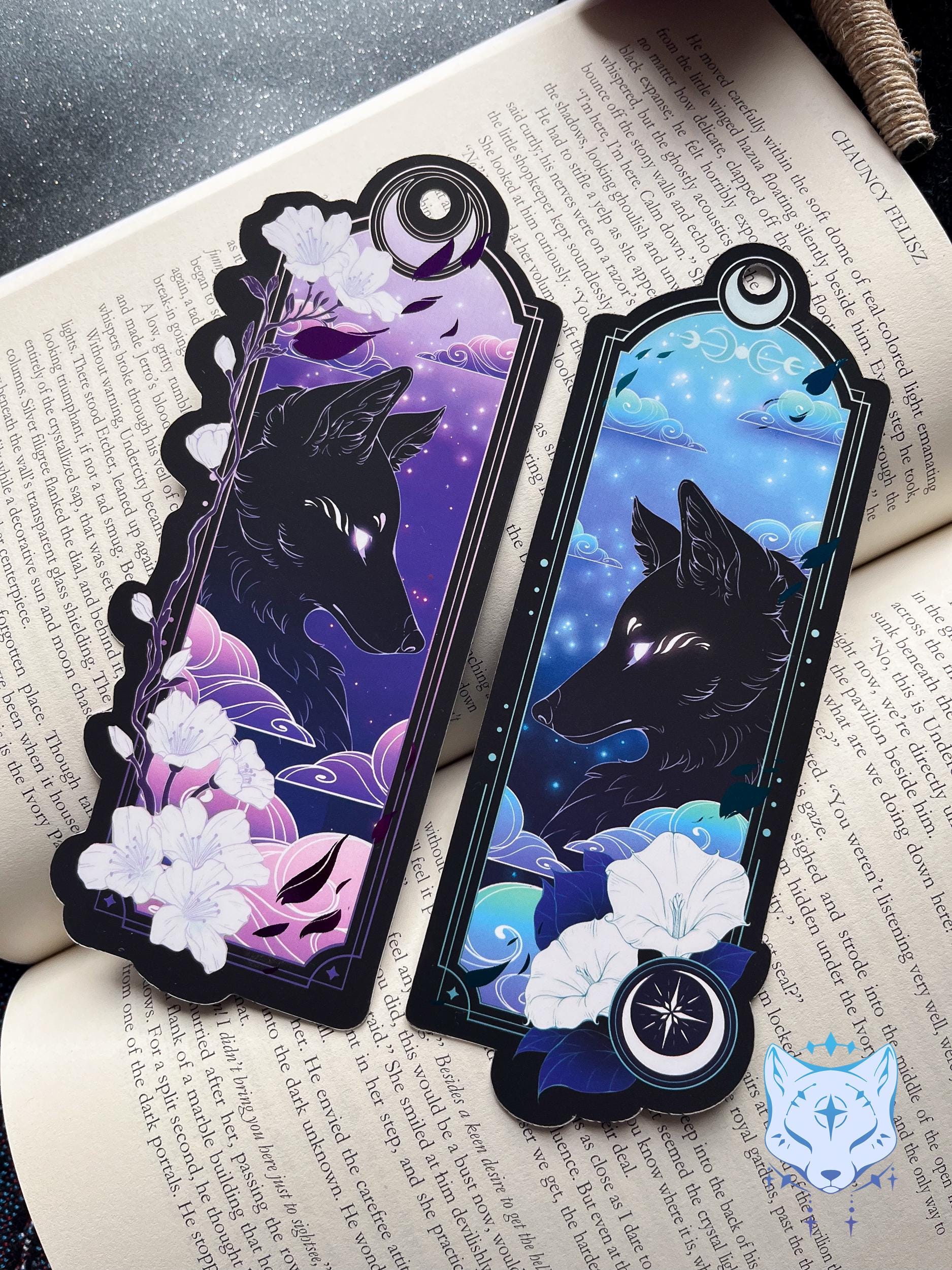 Black Fox Bookmark with teal foil detail