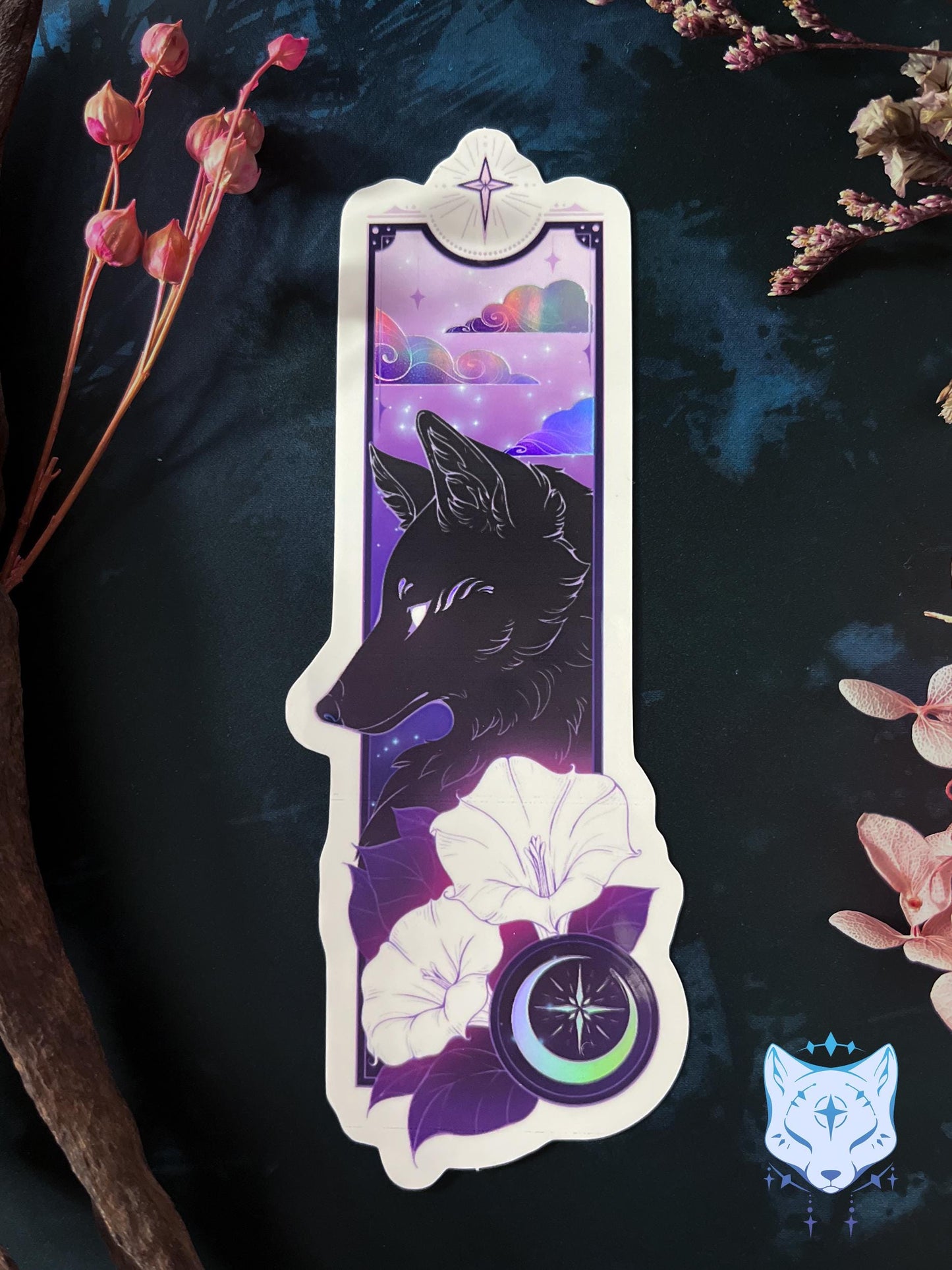 Black Fox Holographic Stickers | 13cm tall