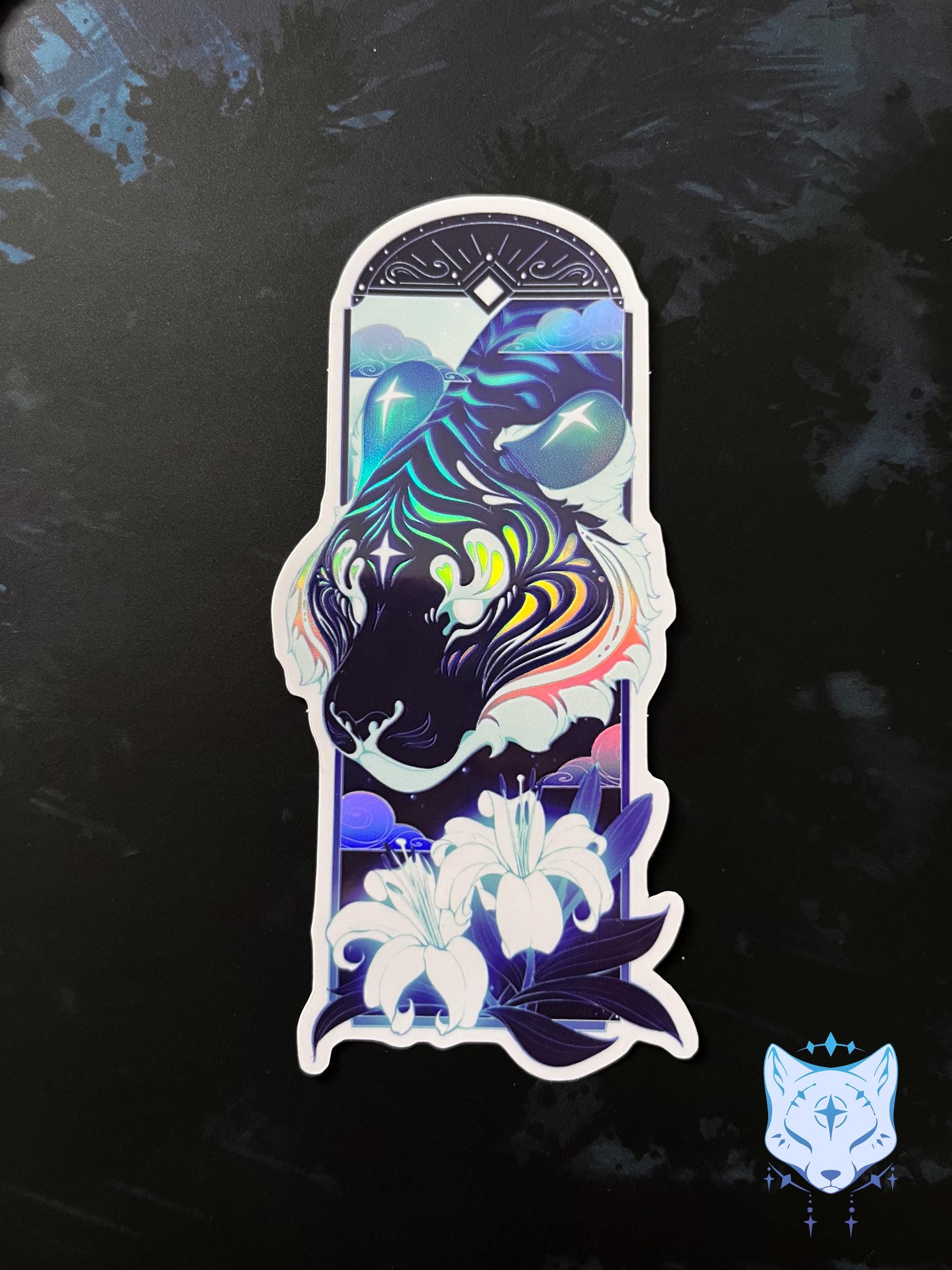 Celestial Tiger Holographic Stickers | 11.5cm tall