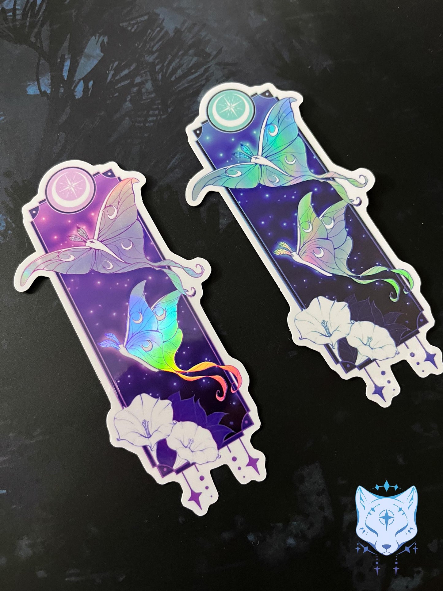 Lunar Moth Holographic Stickers | 11cm tall