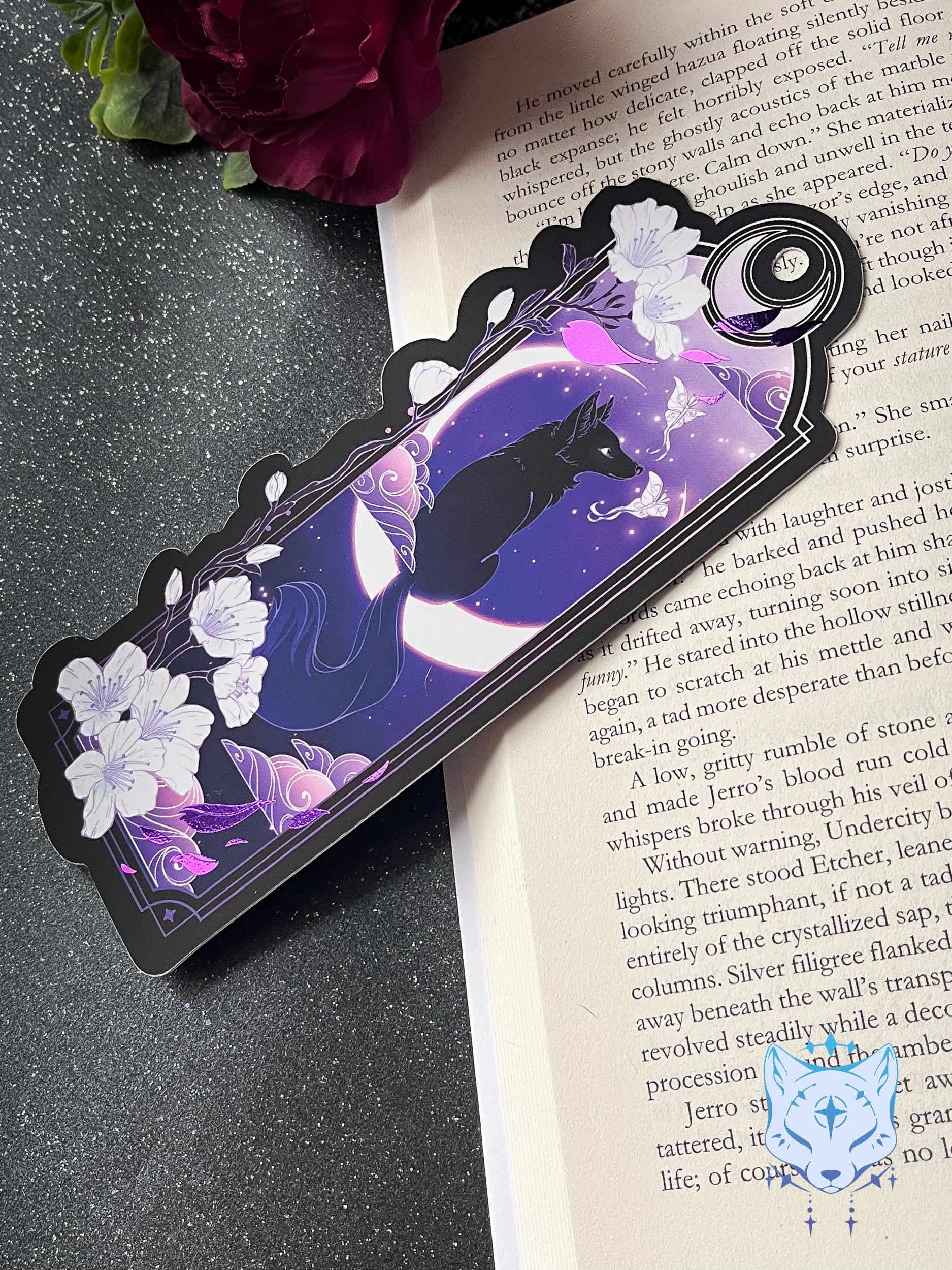 Purple and Black Fox Bookmark with foil detail
