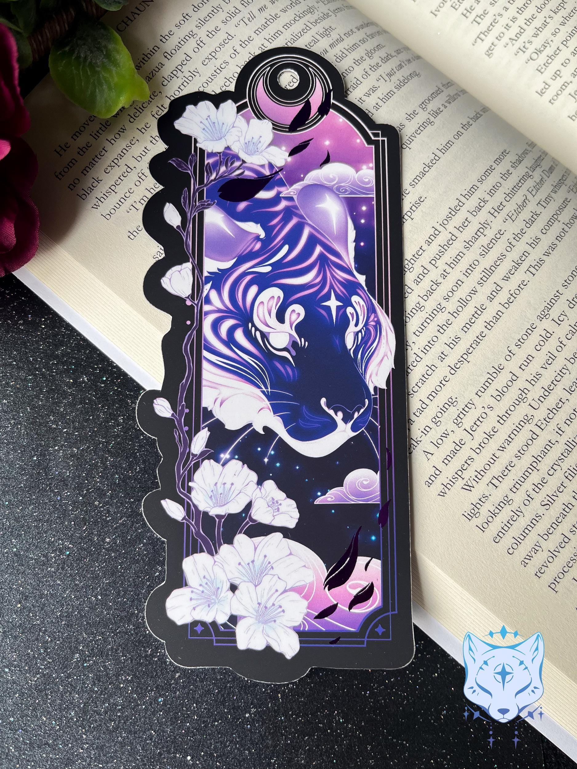 Purple Tiger Bookmark with foil detail