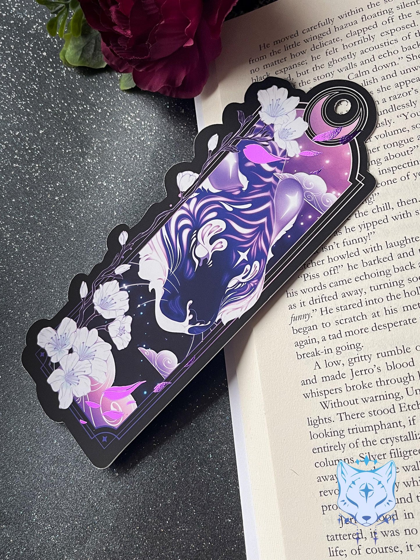 Purple Tiger Bookmark with foil detail