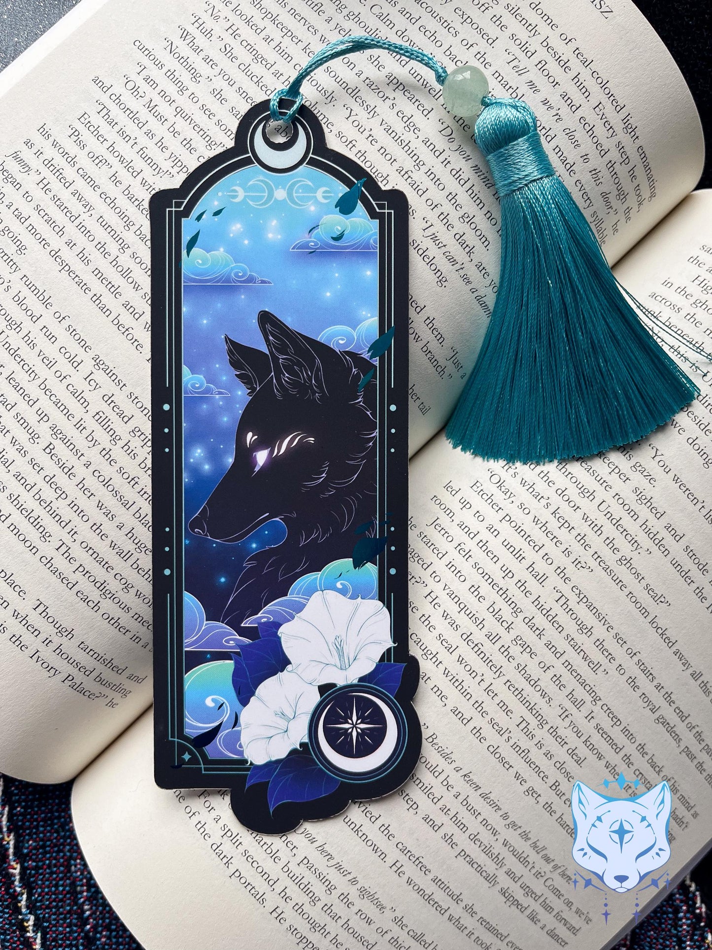 Black Fox Bookmark with teal foil detail