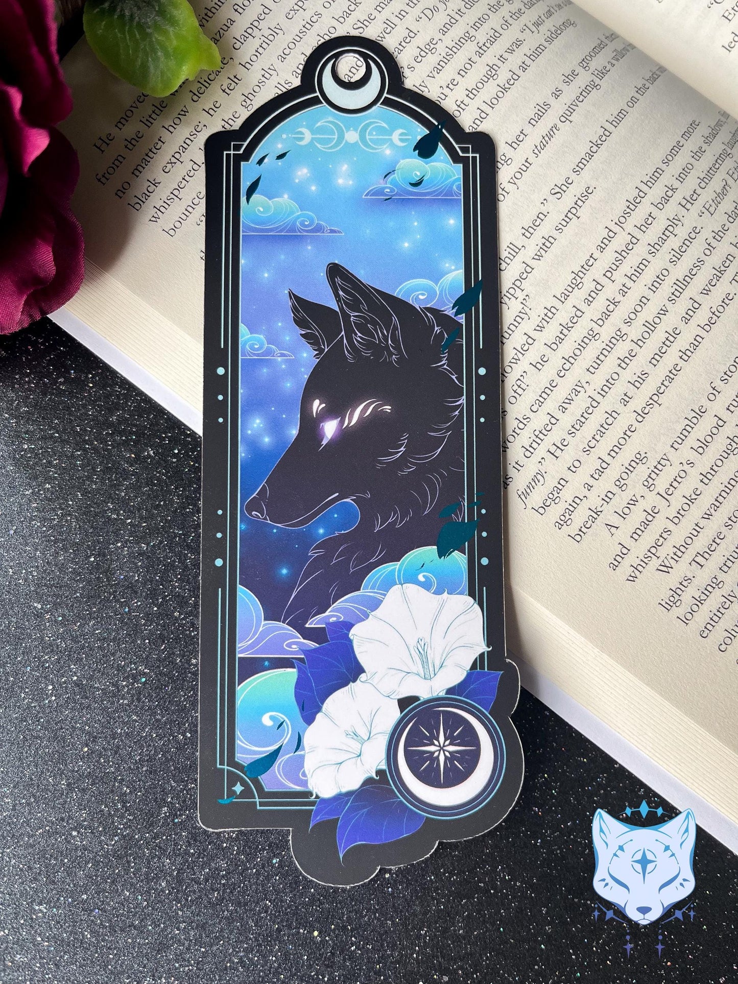 Black Fox Bookmark with teal foil detail