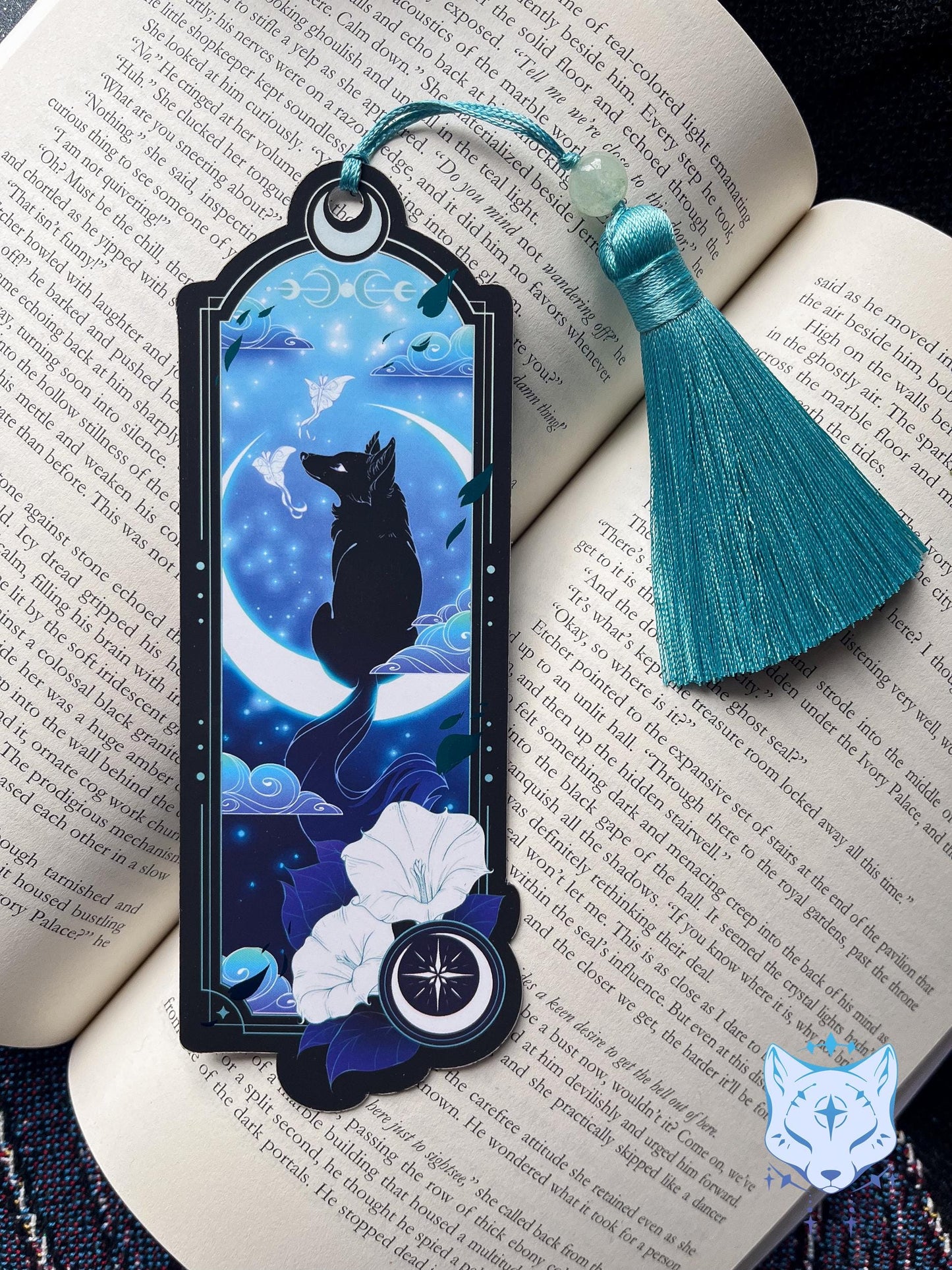 Black Fox Bookmark with teal foil detail