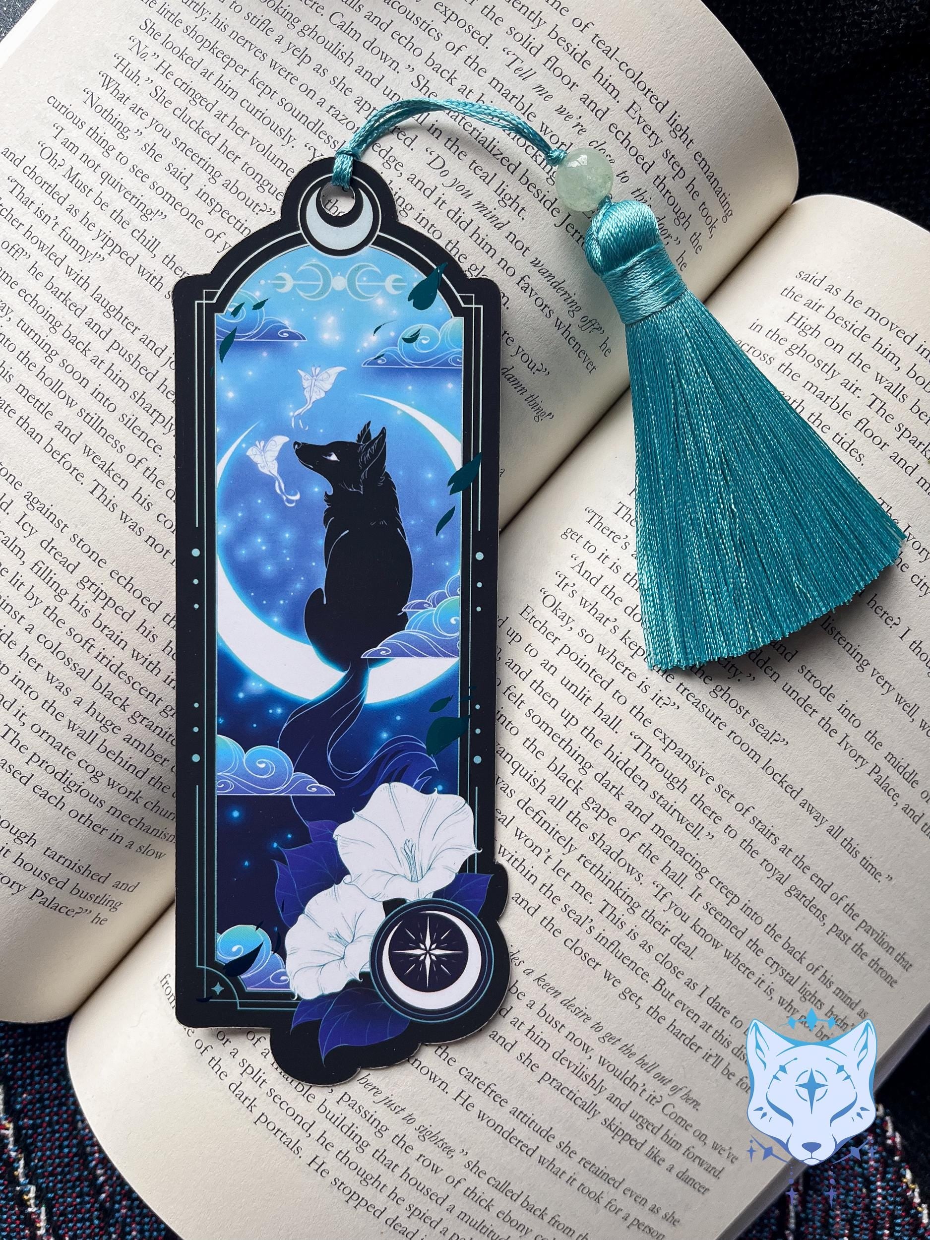 Black Fox Bookmark with teal foil detail