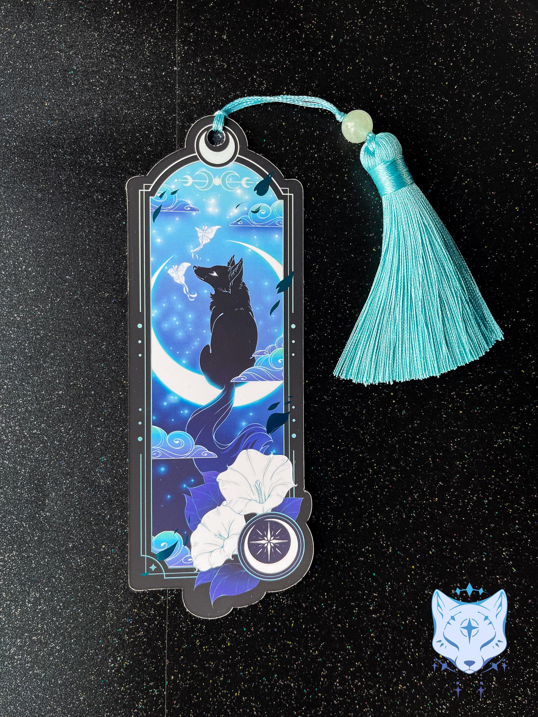 Black Fox Bookmark with teal foil detail