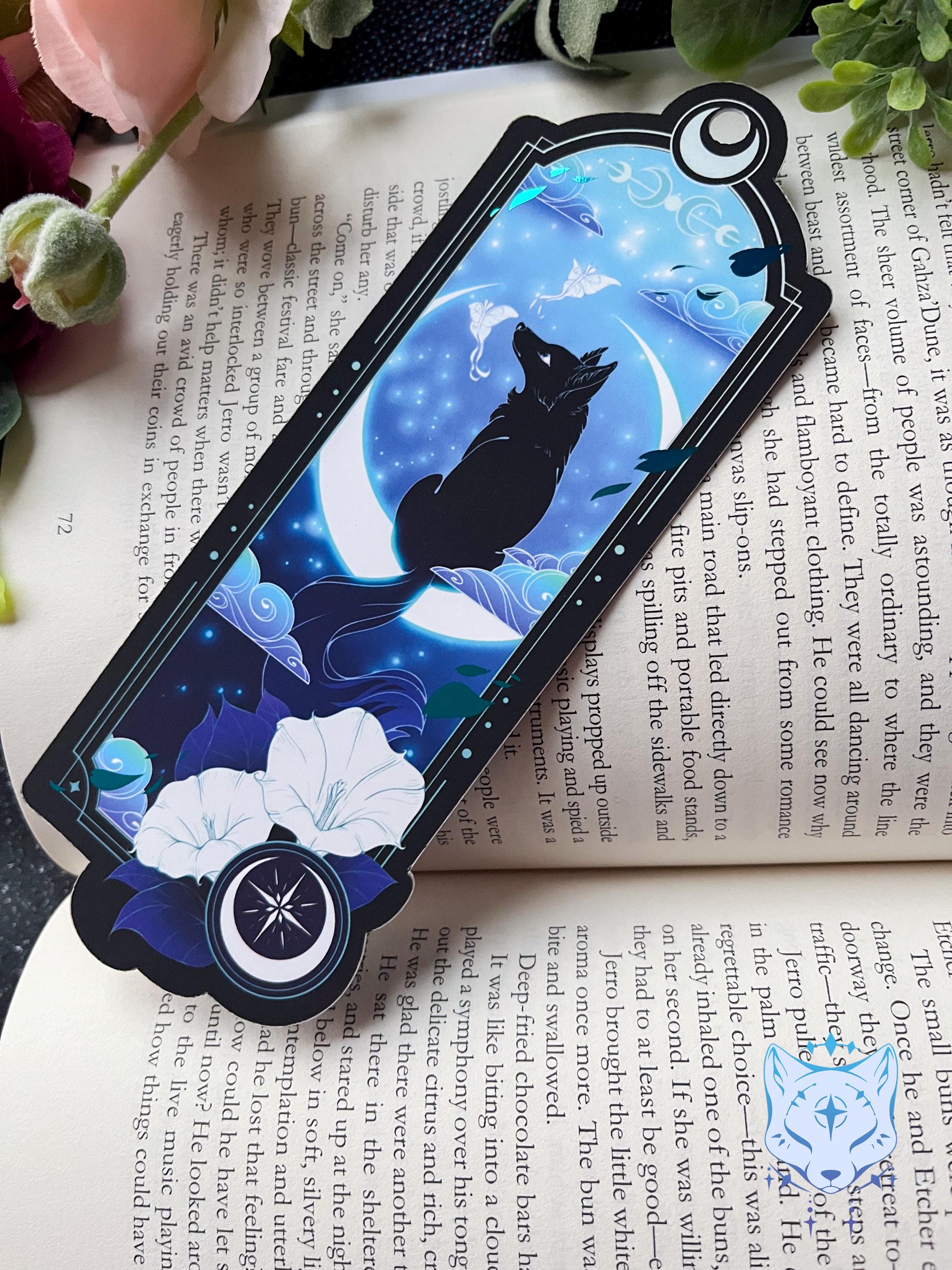 Black Fox Bookmark with teal foil detail