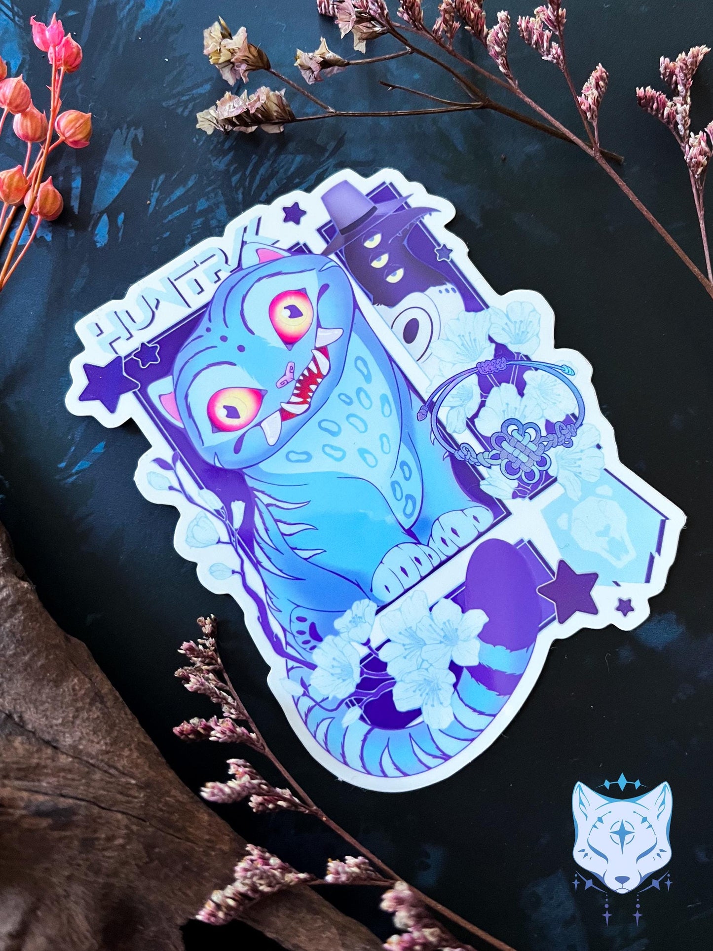 Blue Tiger Holographic Sticker | 10cm tall