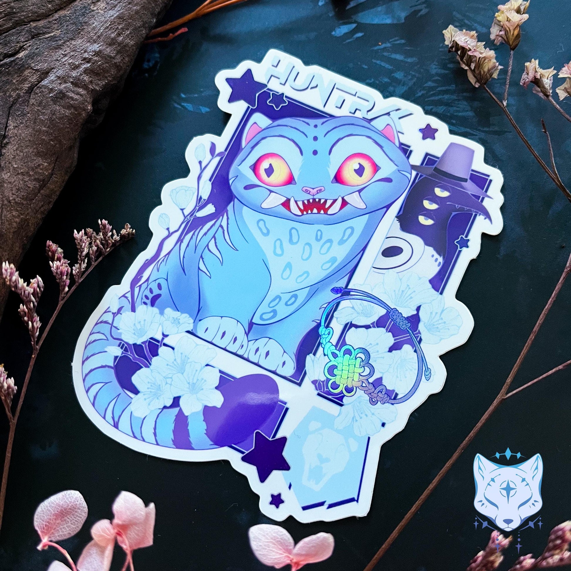 Blue Tiger Holographic Sticker | 10cm tall
