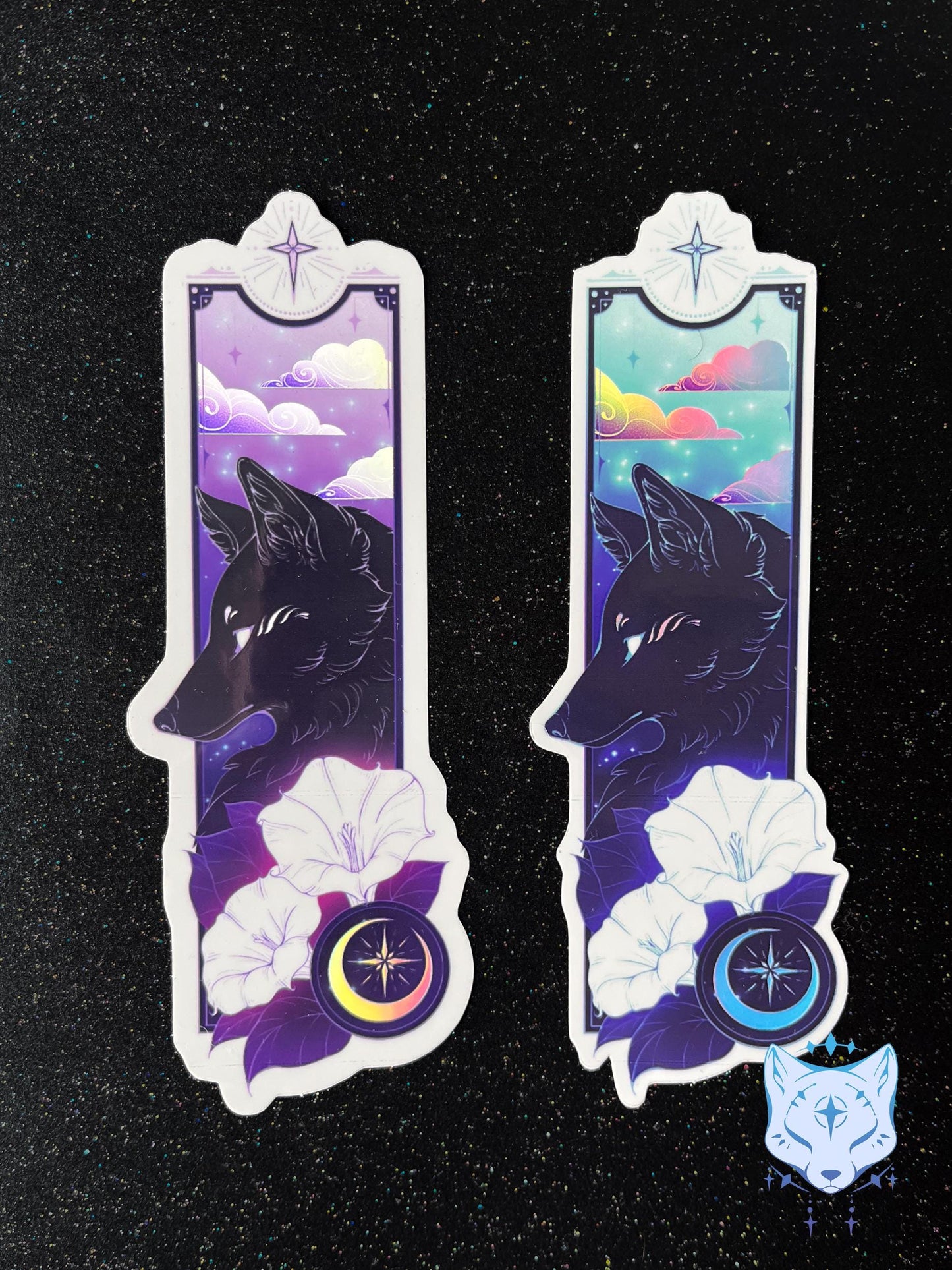 Black Fox Holographic Stickers | 13cm tall