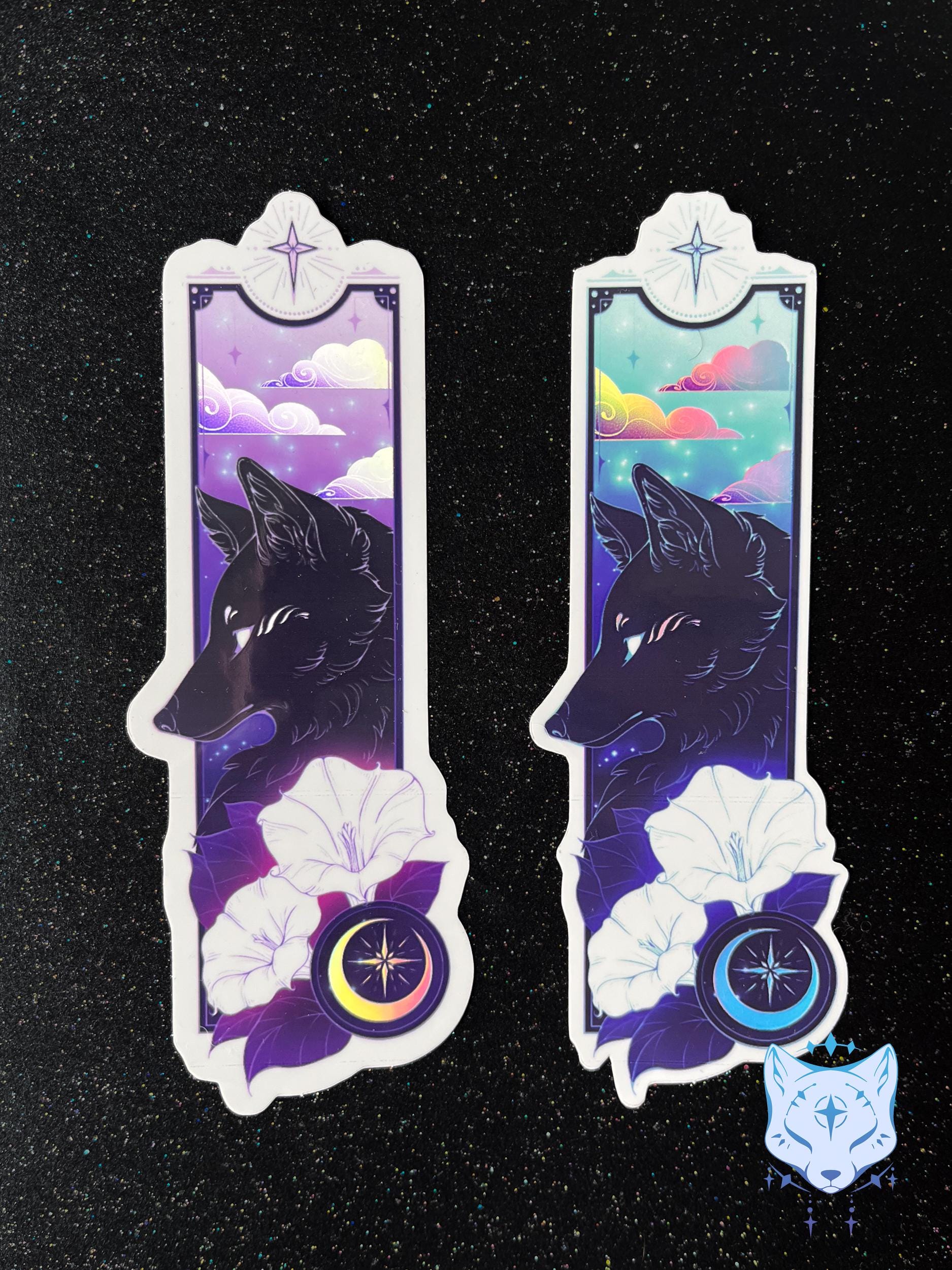 Black Fox Holographic Stickers | 13cm tall