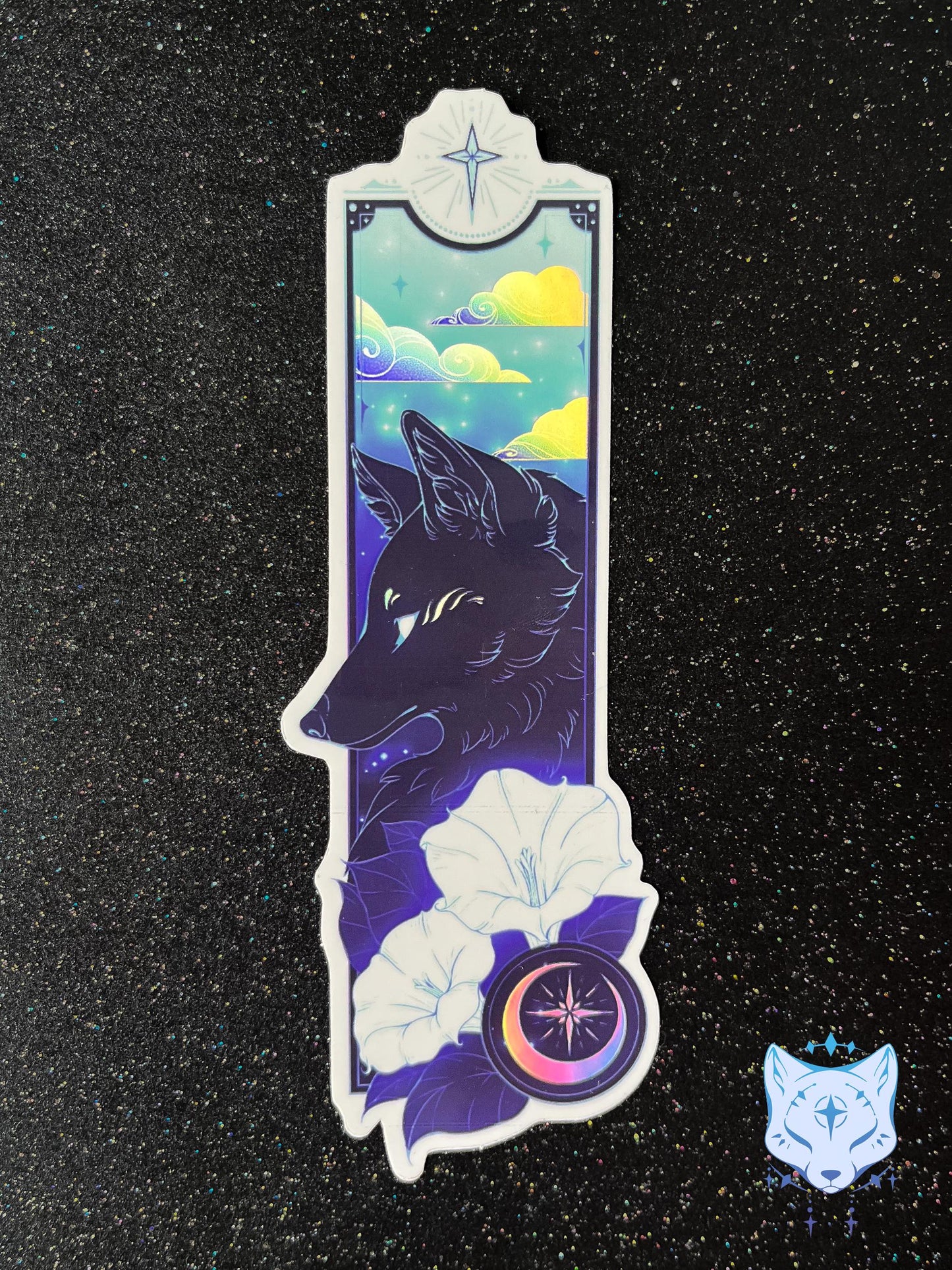Black Fox Holographic Stickers | 13cm tall