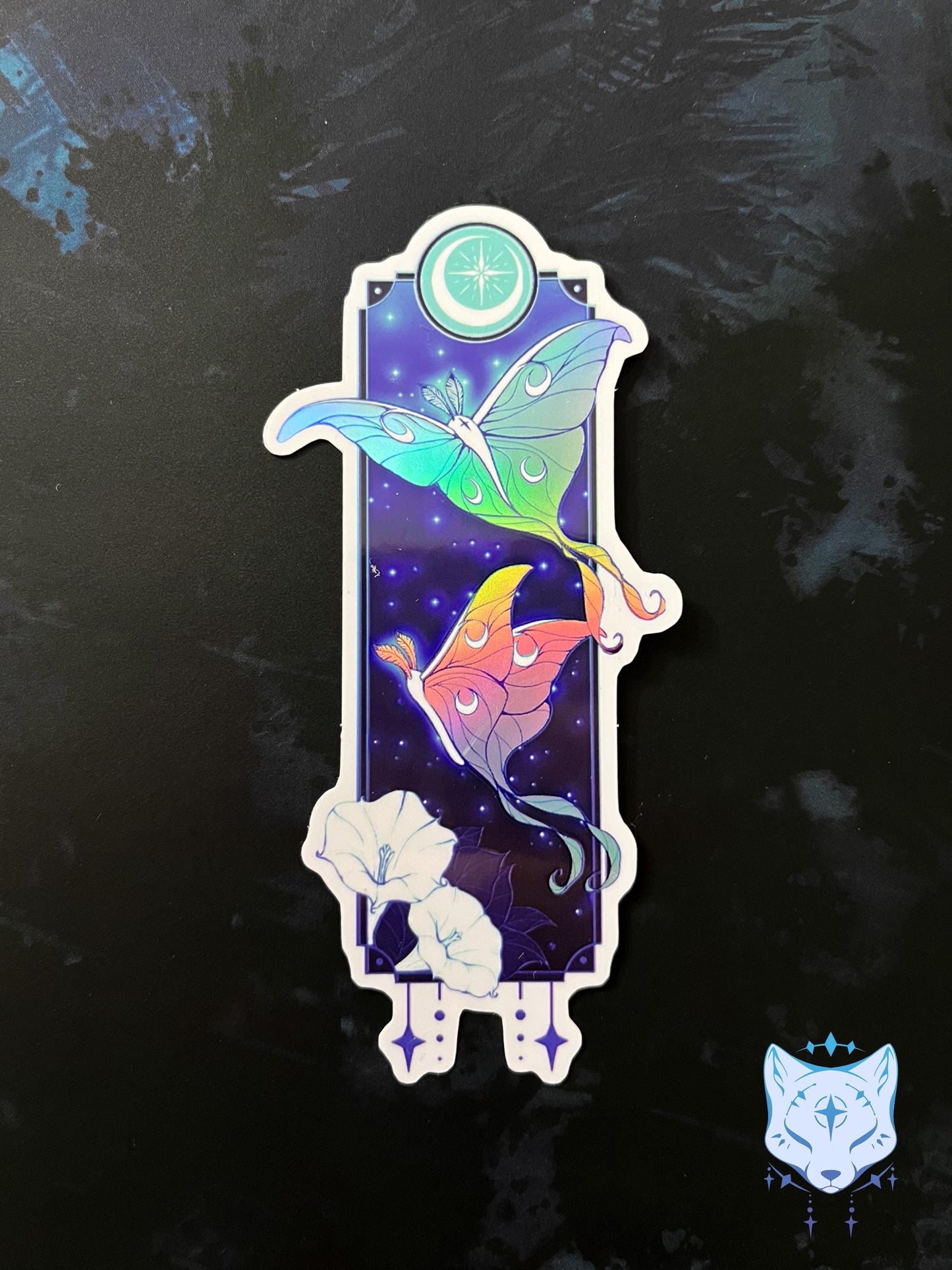 Lunar Moth Holographic Stickers | 11cm tall
