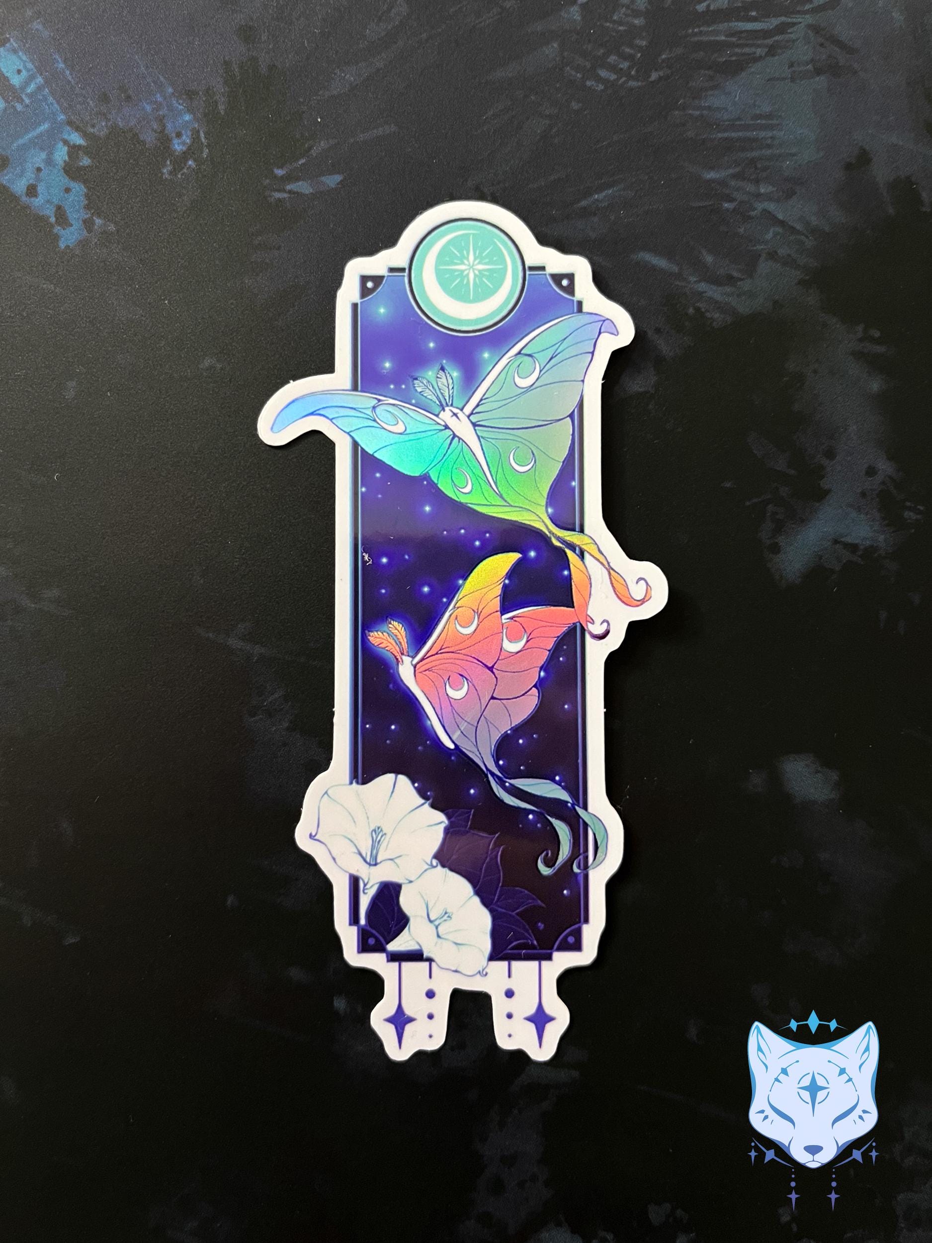 Lunar Moth Holographic Stickers | 11cm tall