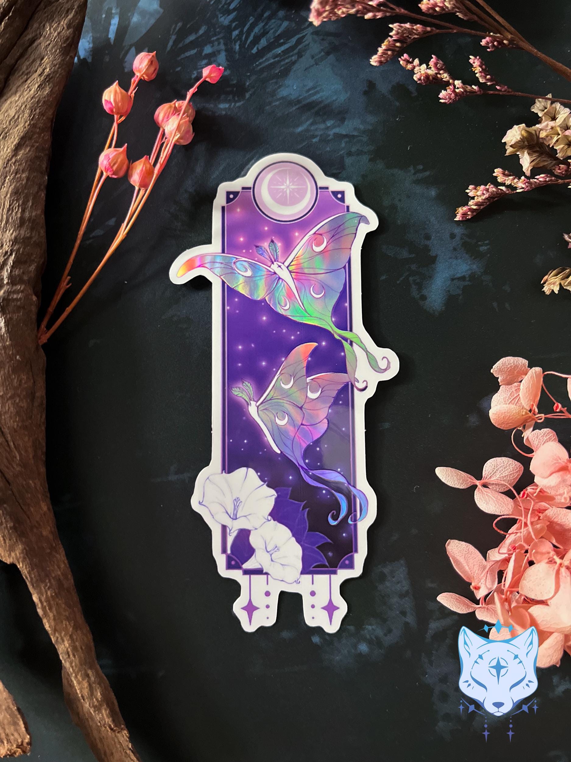 Lunar Moth Holographic Stickers | 11cm tall