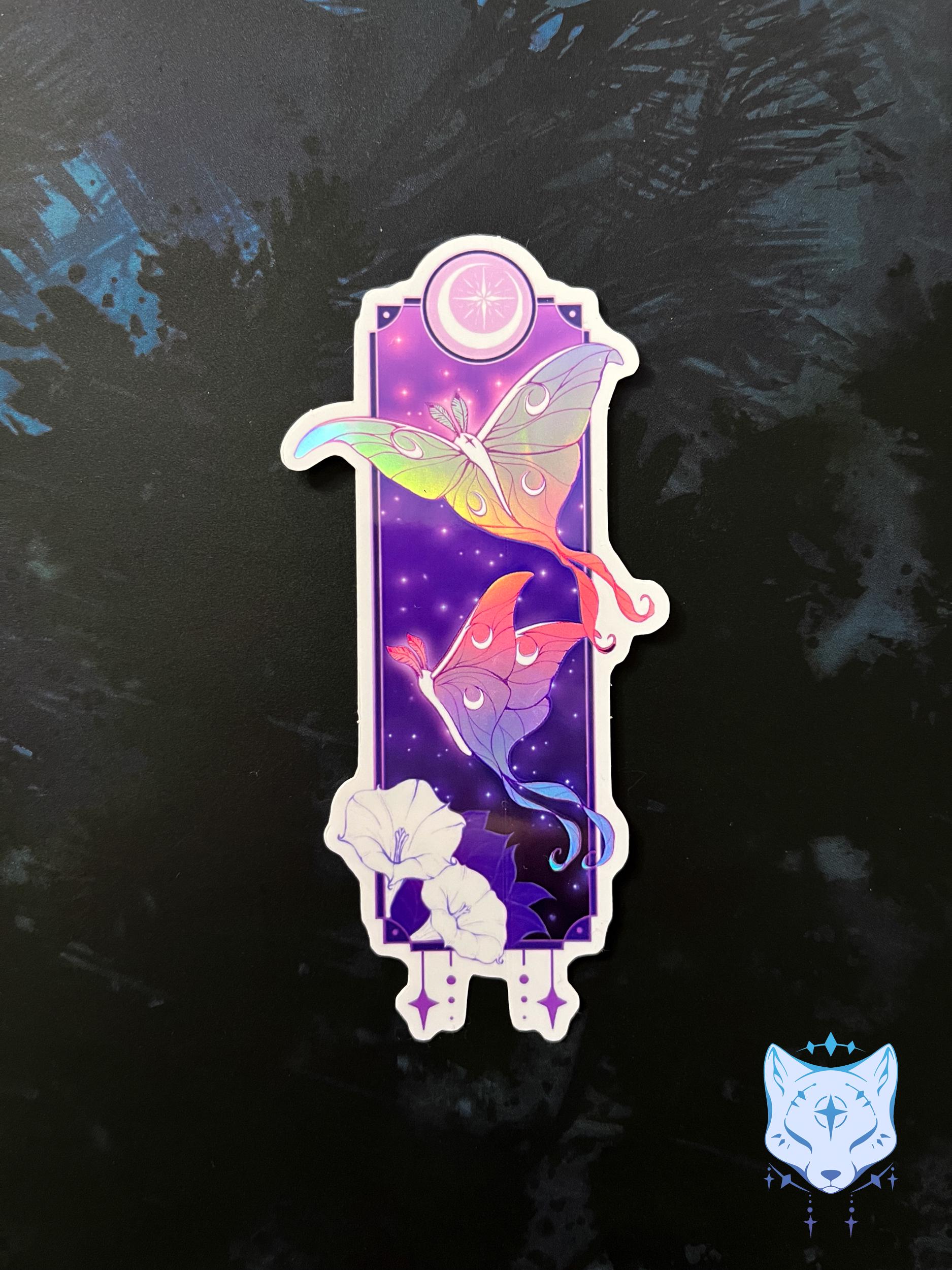 Lunar Moth Holographic Stickers | 11cm tall