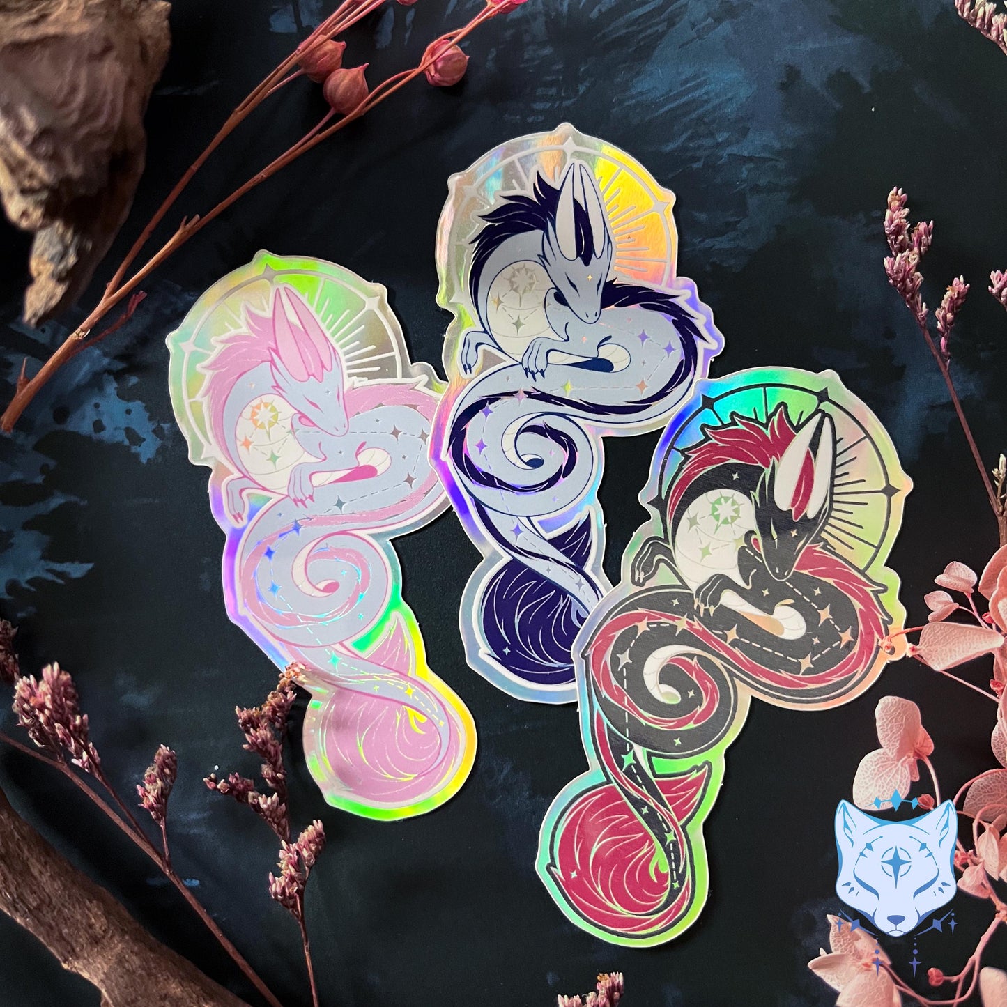 Draco Dragon Holographic stickers | 8cm tall
