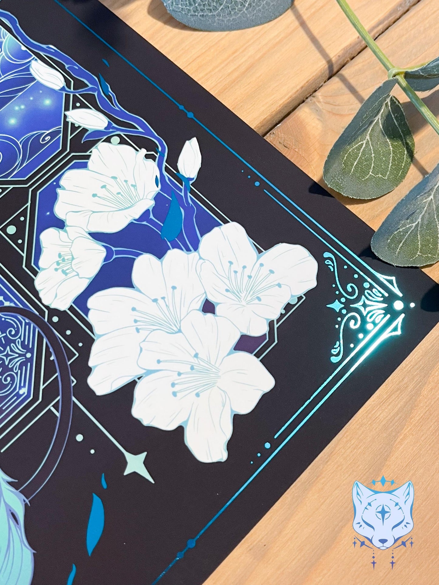 Black & Teal Asian Dragon - A4 LIMITED EDITION Teal Foil Art print